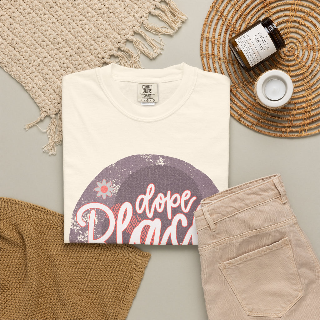Dope Black Mom Textured T-Shirt — Floral Retro Circle Graphic for Proud Moms