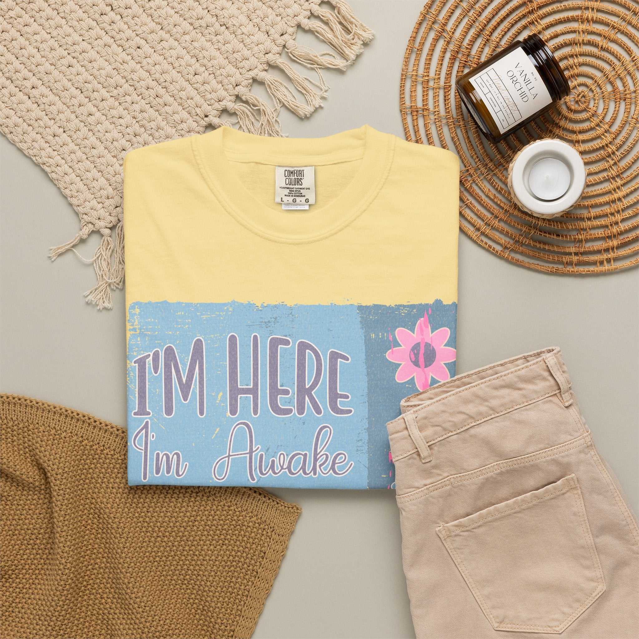 I’m Here, I’m Awake Don’t Push It Textured T-Shirt
