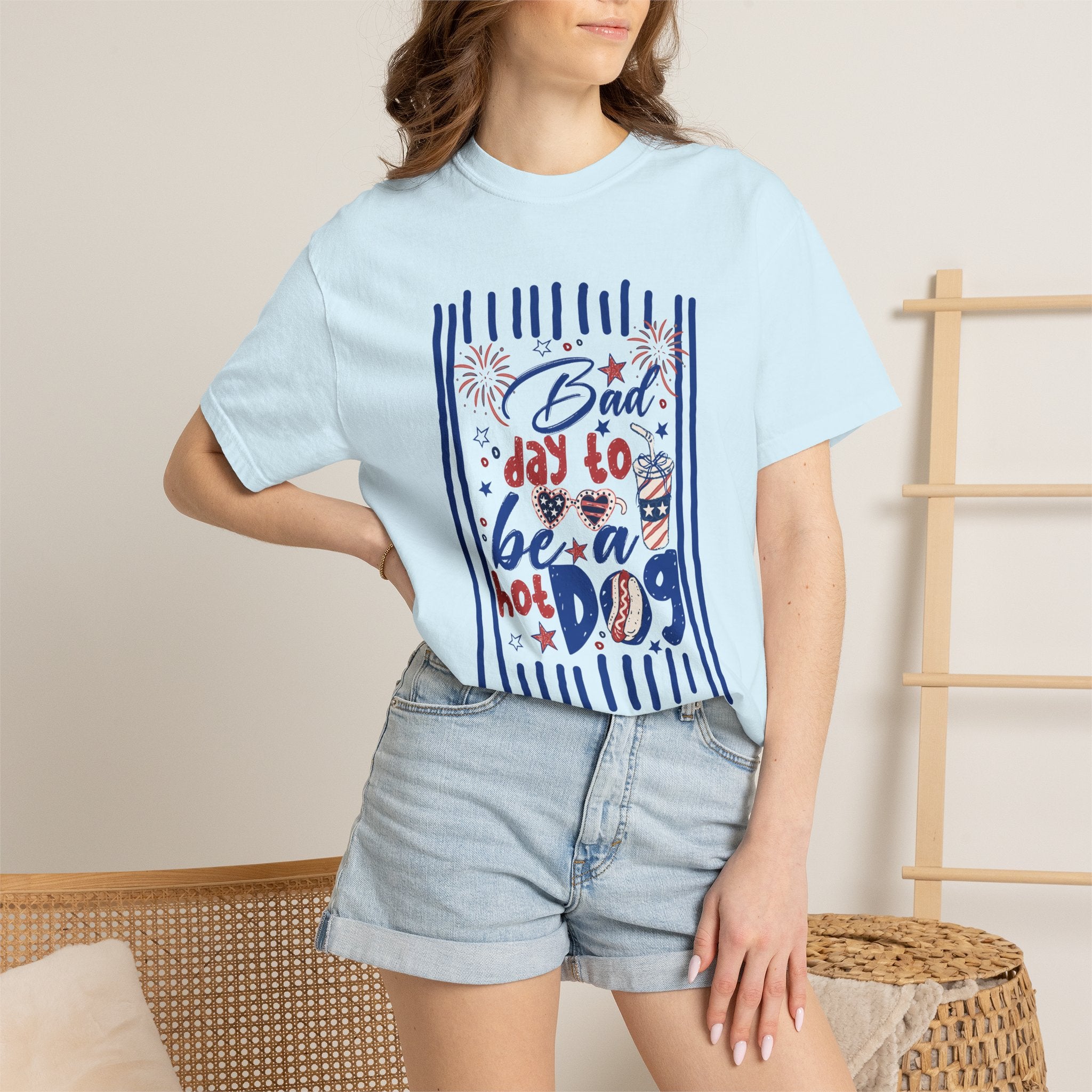 Hot Dog Patriotic Graphic T-Shirt — "Bad Day to Be a Hot Dog" 4th of July Tee