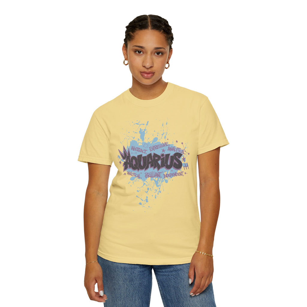 Aquarius Zodiac Textured T-Shirt — Water-Bearer Horoscope Tee