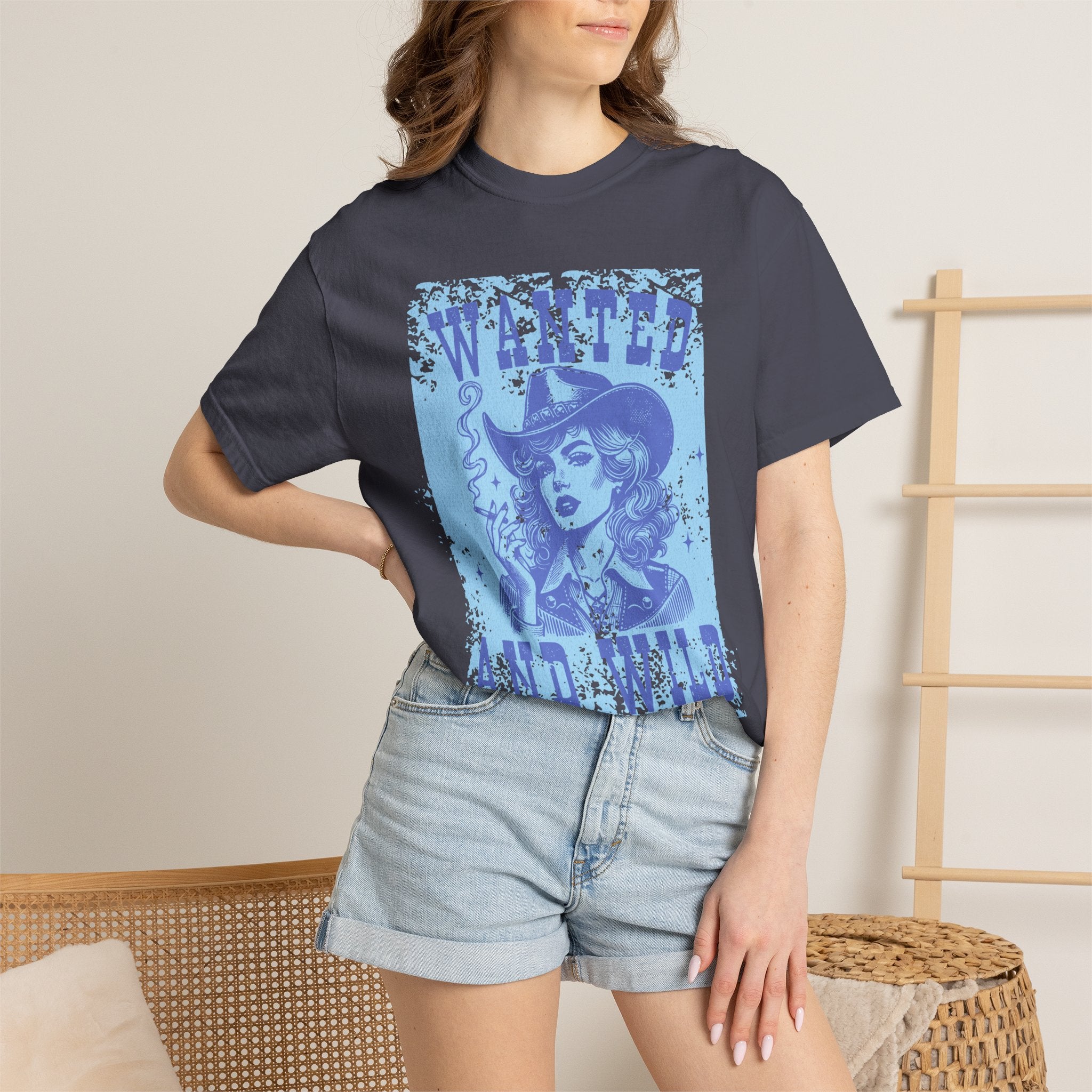 Textured Wanted and Wild Cowboy Girl T-Shirt