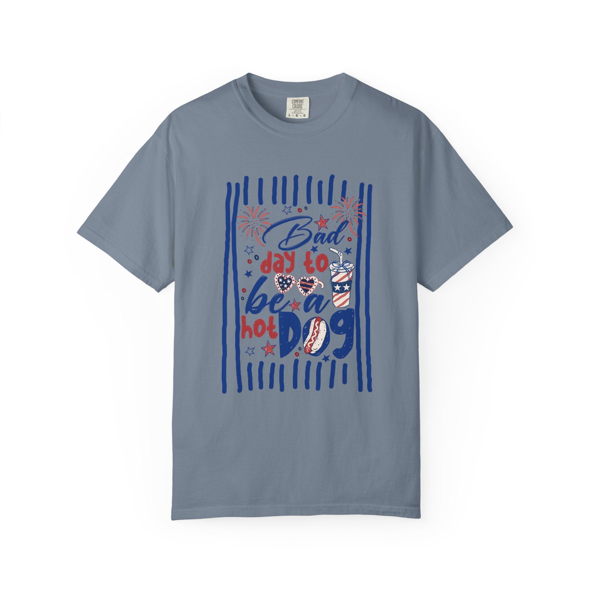 Hot Dog Patriotic Graphic T-Shirt — "Bad Day to Be a Hot Dog" 4th of July Tee