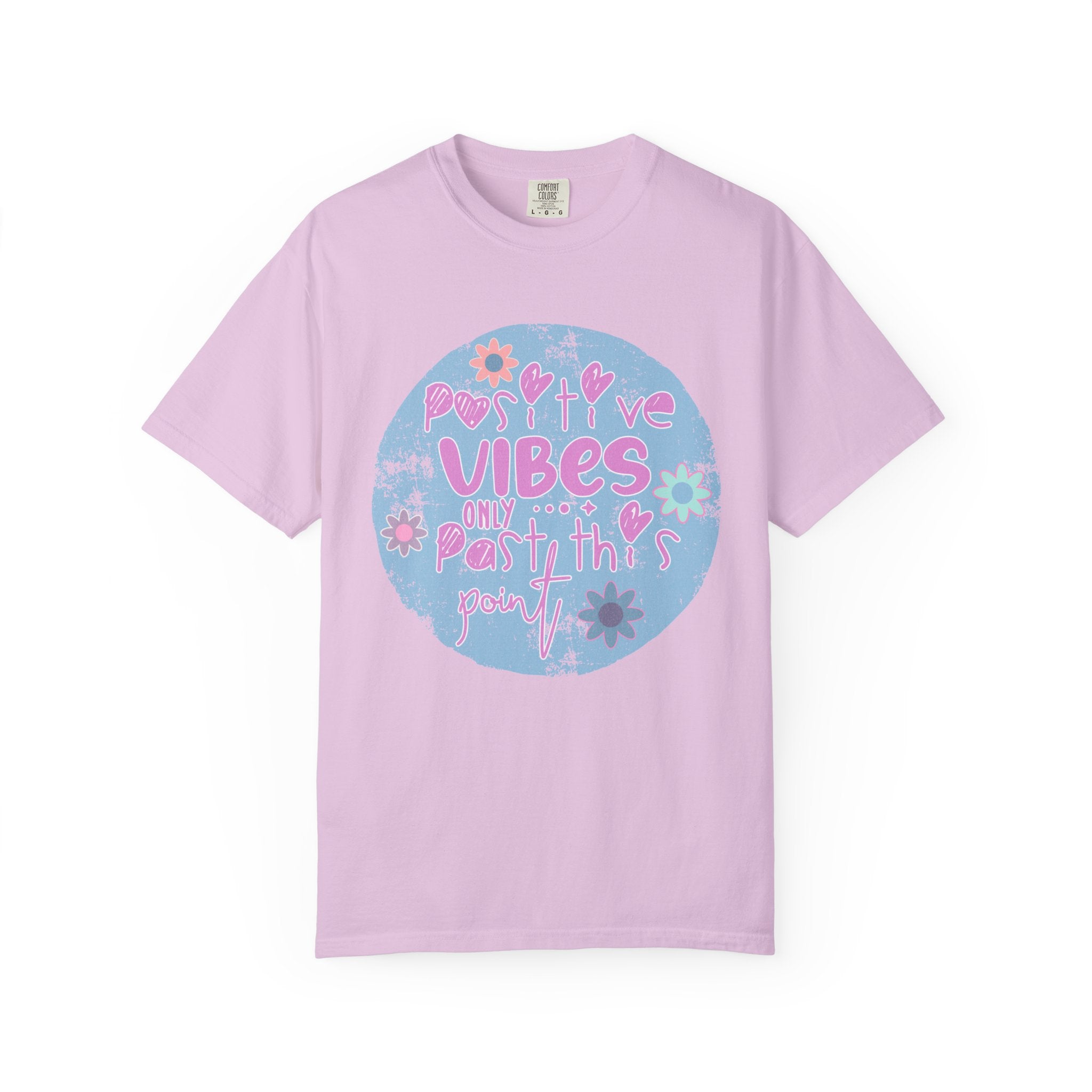 Textured Positive Vibes T-Shirt — Retro Floral ‘Positive Vibes Only’ Graphic Tee