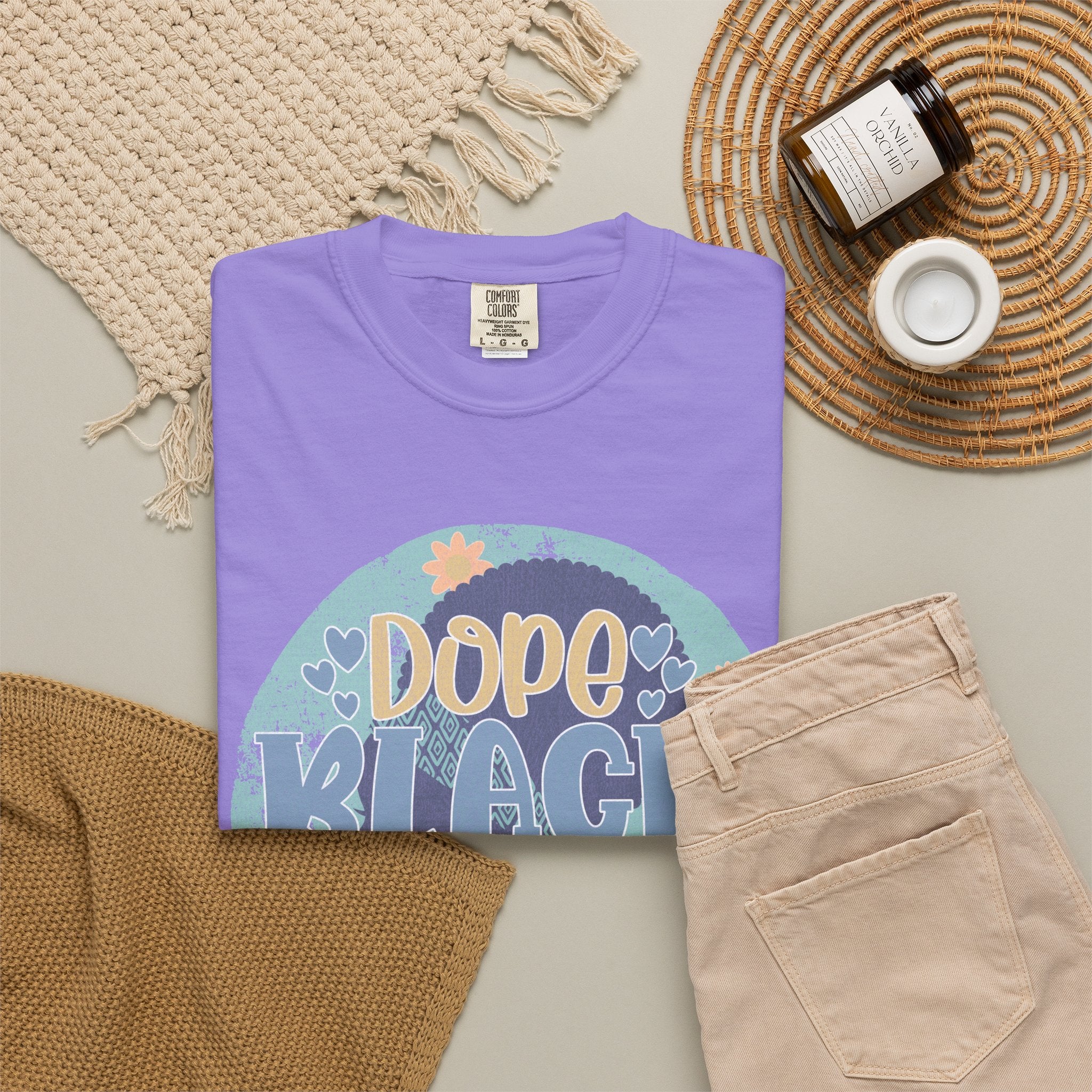 Dope Black Mom Textured T-Shirt — Retro Floral Graphic Tee for Proud Moms