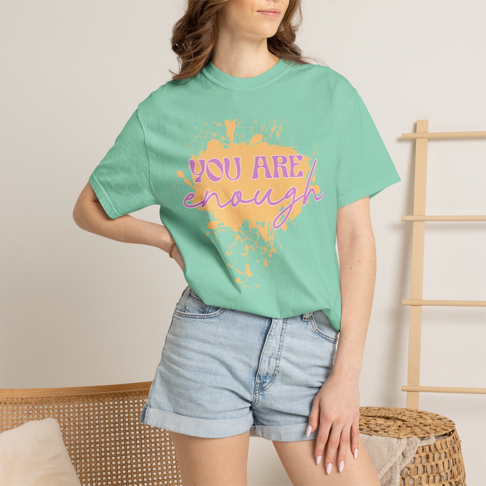 You Are Enough Textured T‑Shirt — Inspirational Positive Message Tee