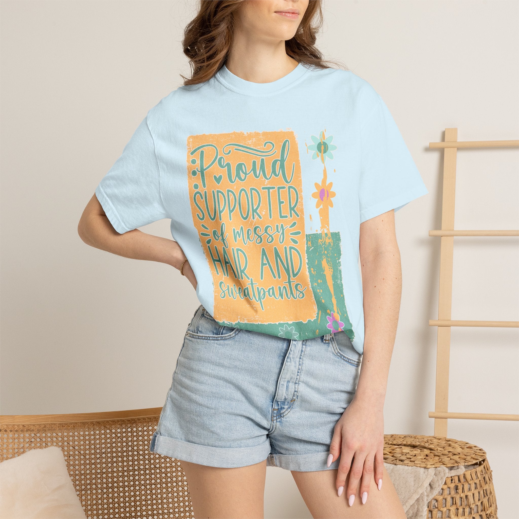 Proud Supporter of Messy Hair and Sweatpants Textured T-Shirt