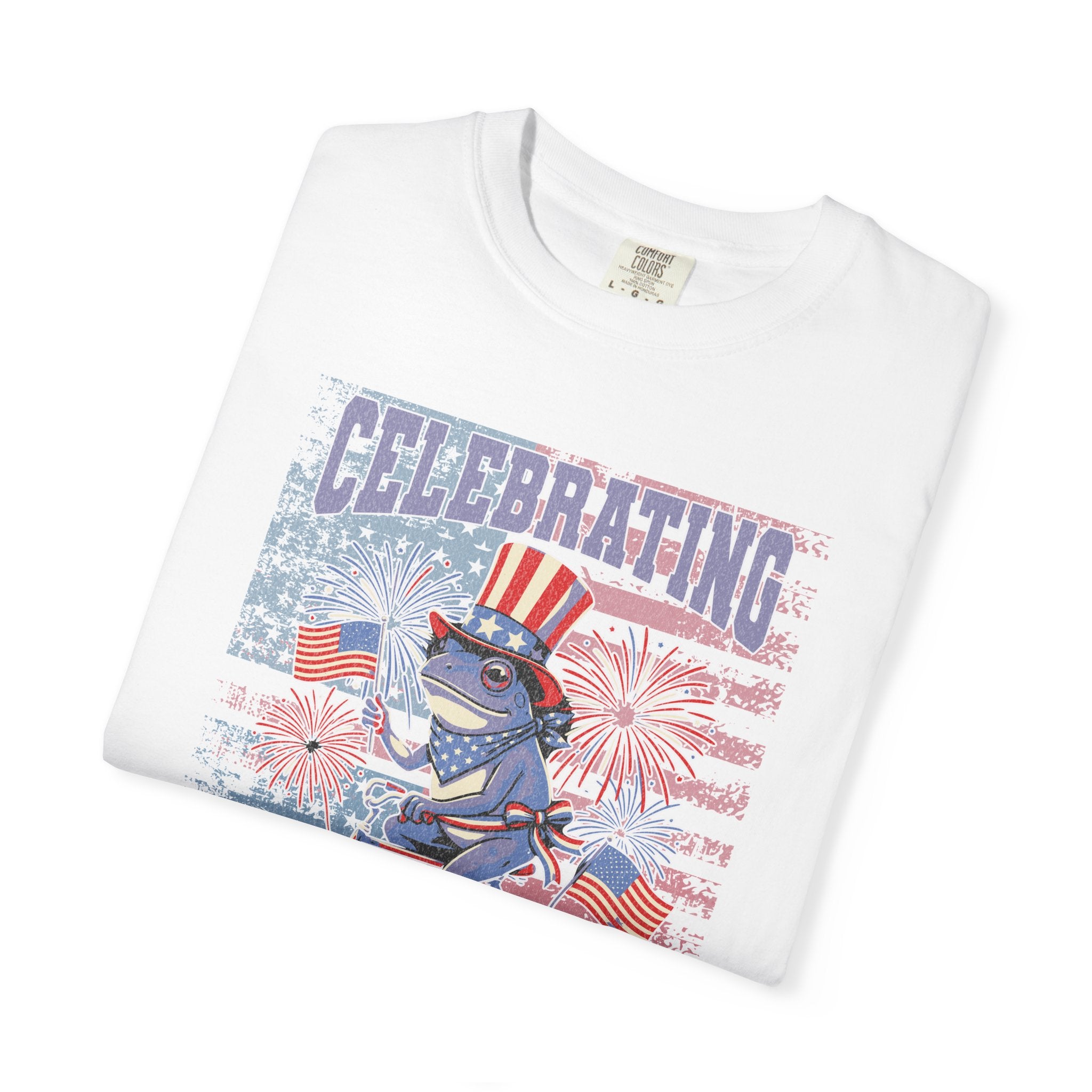 Textured Independence Day Patriotic T-Shirt — "Celebrating 250 Years of Independence" Bicycle Uncle Sam Design