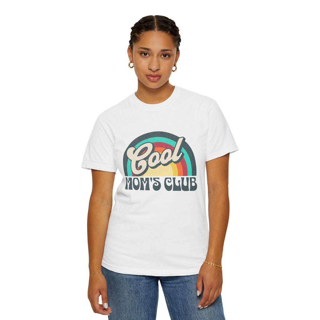 Cool Moms Club Textured T-shirt | Retro Cool Moms Club Rainbow