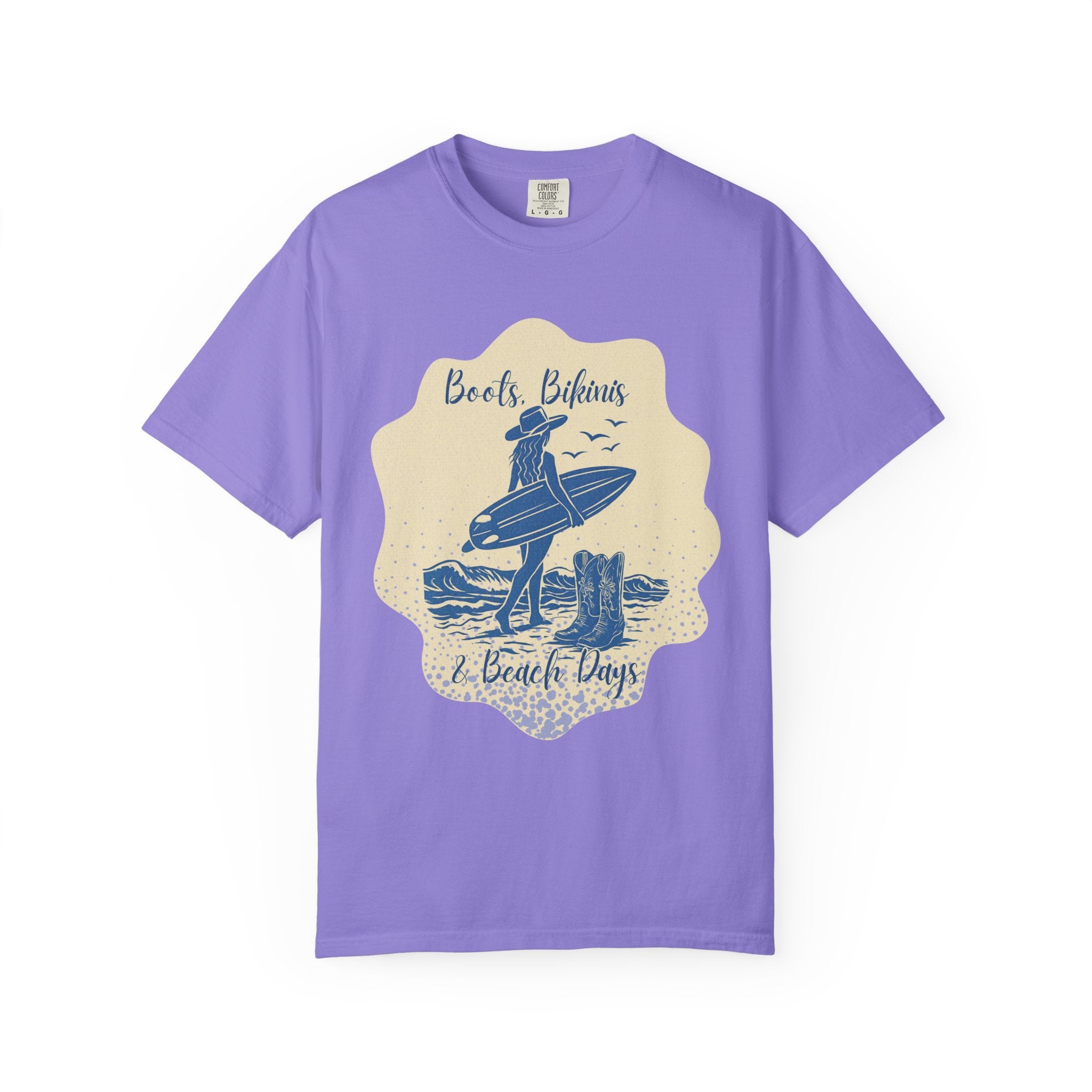 Textured Surf Vibes T-Shirt — 'Beach, Bikinis & Beach Days' Vintage Surf Graphic