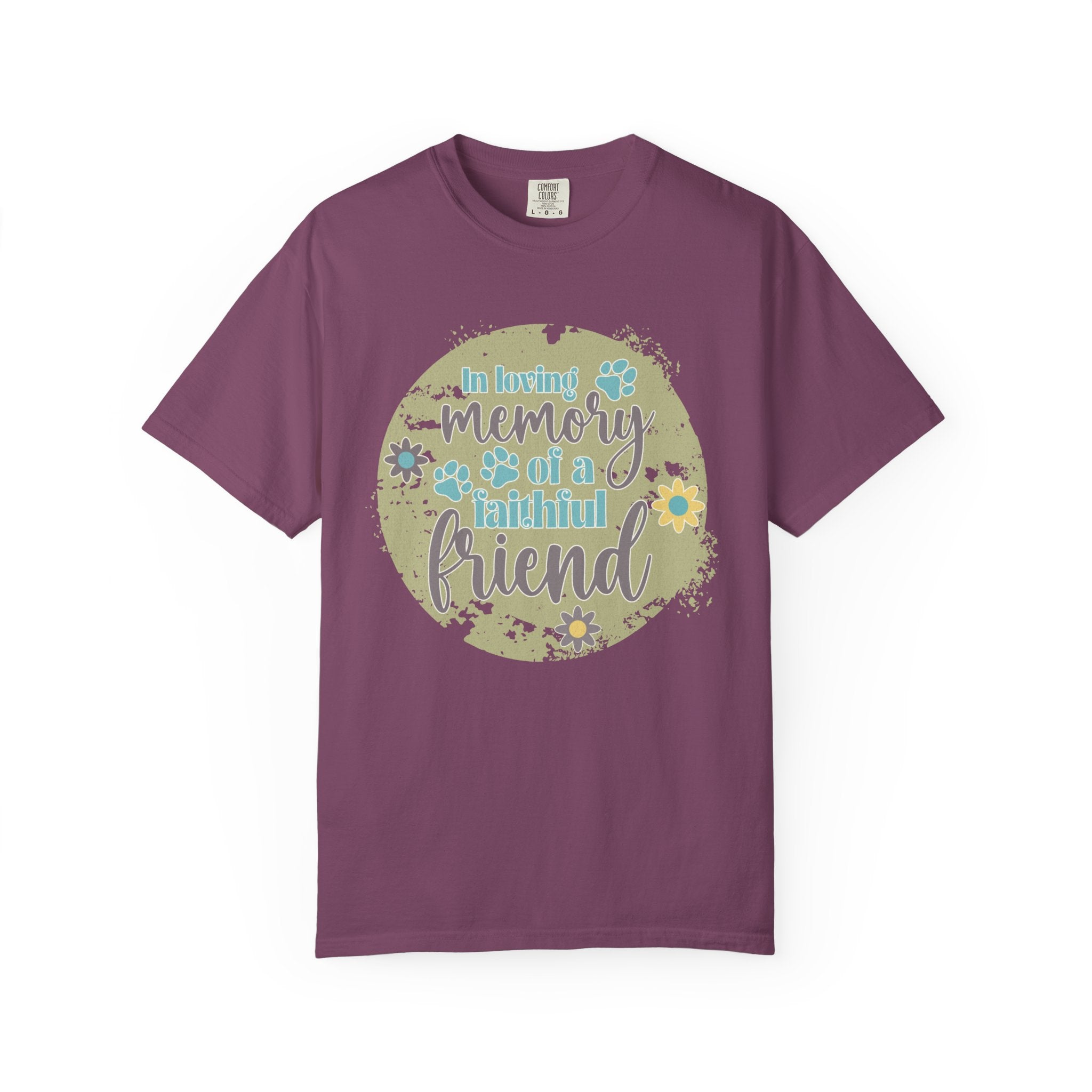 Textured Memorial Dog  Friend T-Shirt — "In Loving Memory of a Faithful Friend" Remembrance Tee