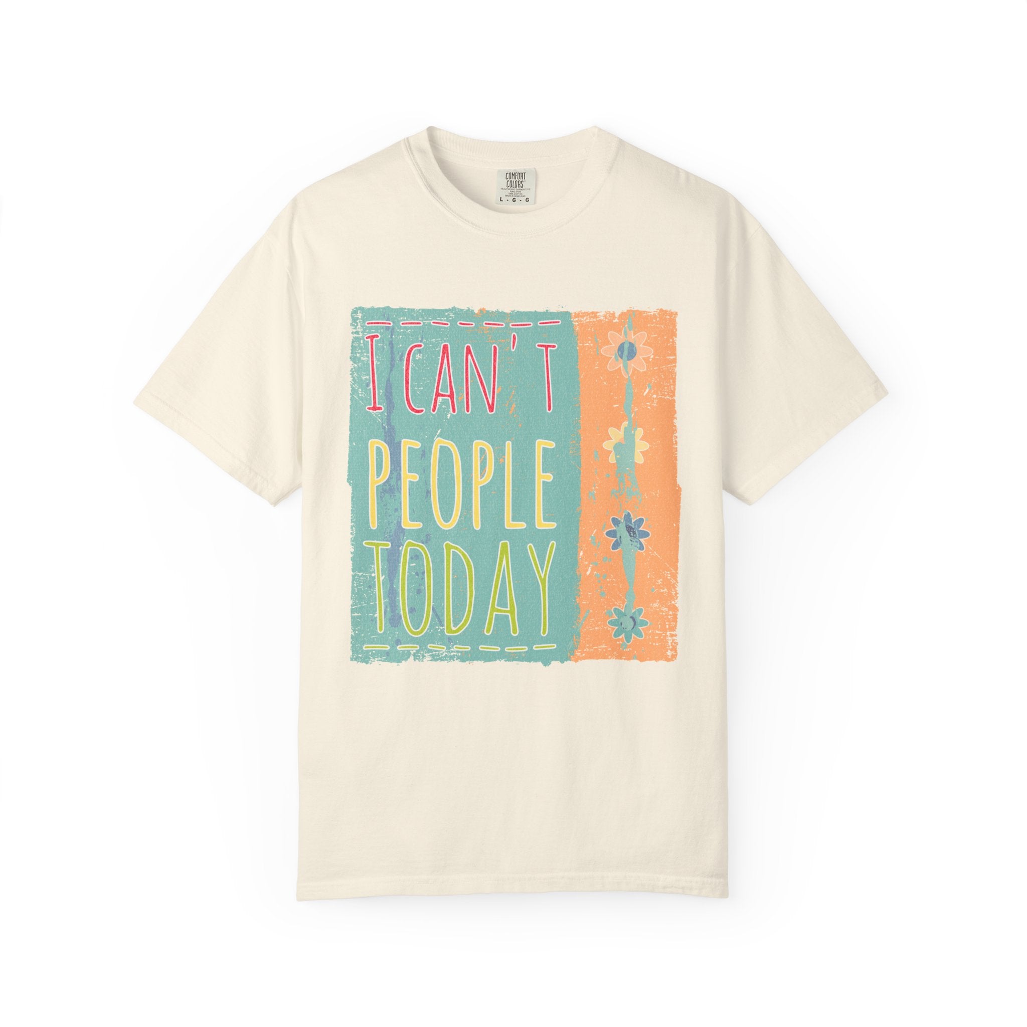 Textured I Can't People Today T-Shirt — Funny Introvert Graphic Tee