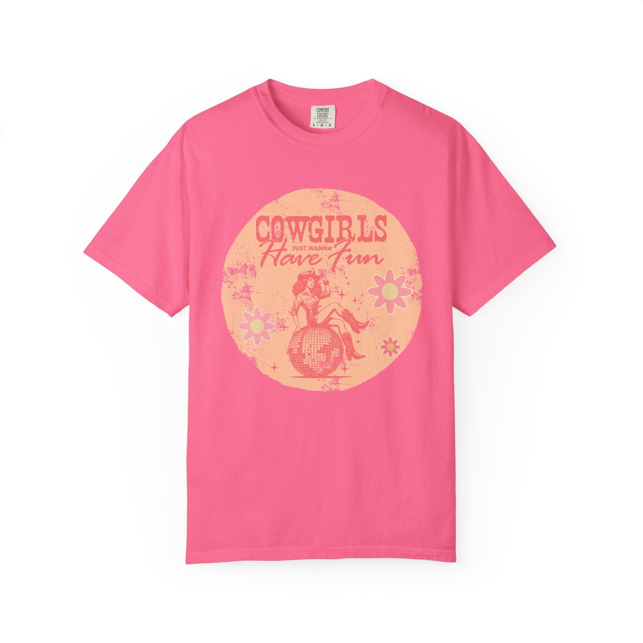 Cowgirls Just Wanna Have Fun Textured Retro Graphic T-Shirt