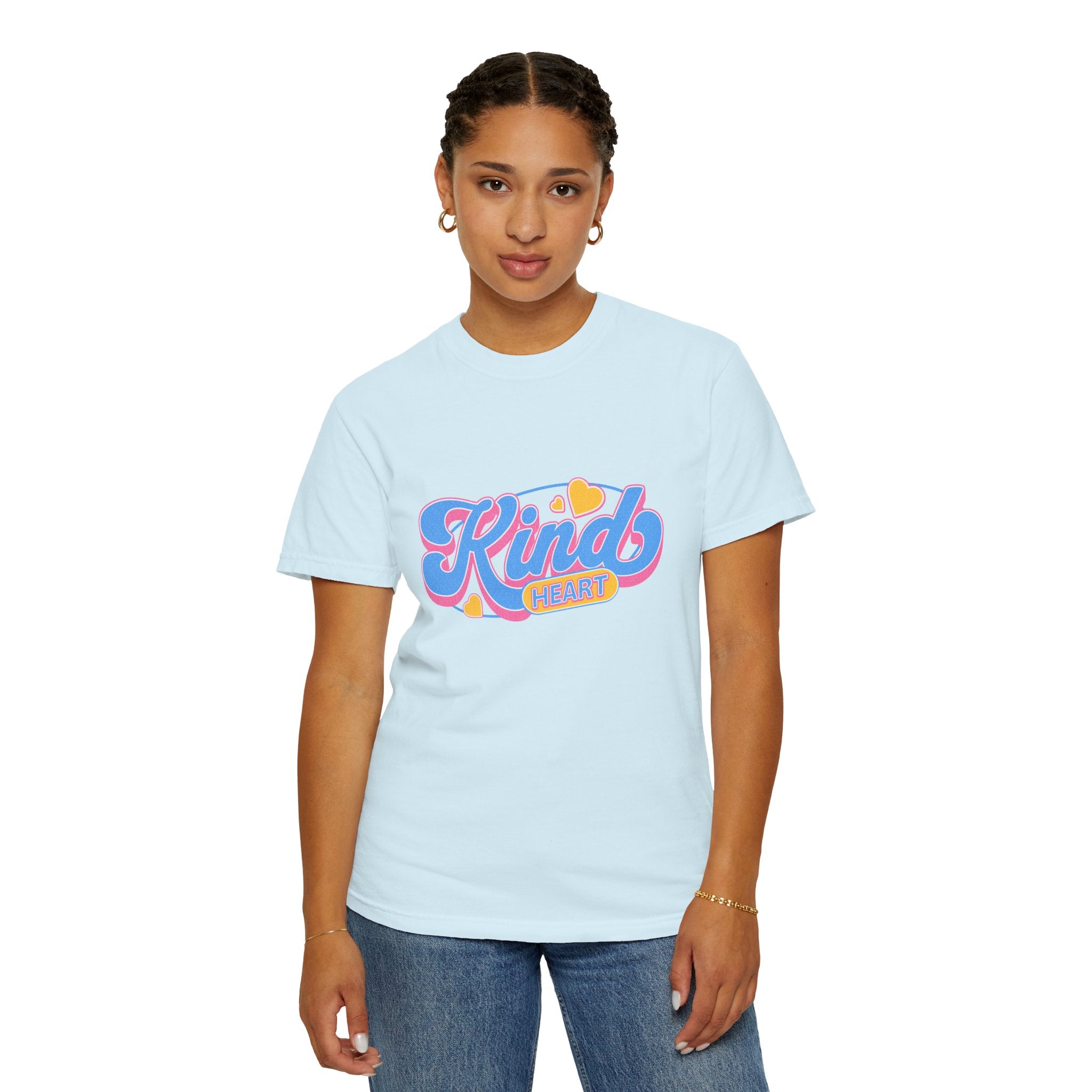 Textured Kind Heart T-Shirt — Retro Script Hearts Tee