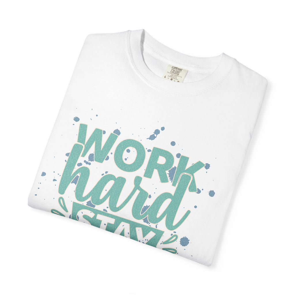 Work Hard Stay Strong Textured T-Shirt — Motivational Graphic Tee