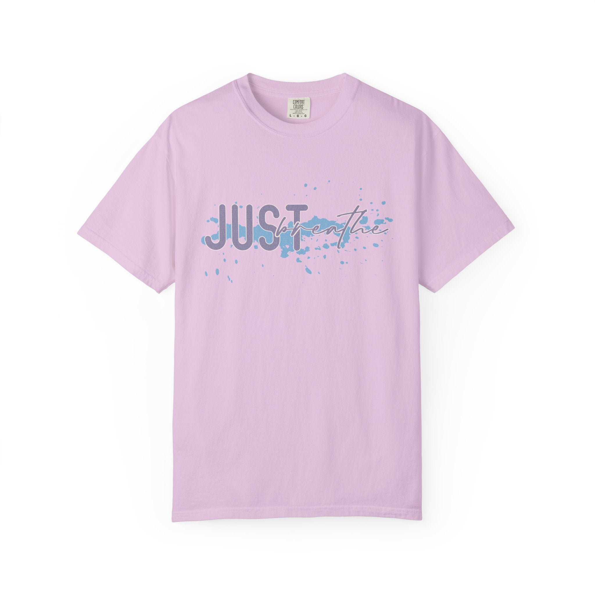 Just Breathe Textured T-Shirt — Relaxed Watercolor Script Tee