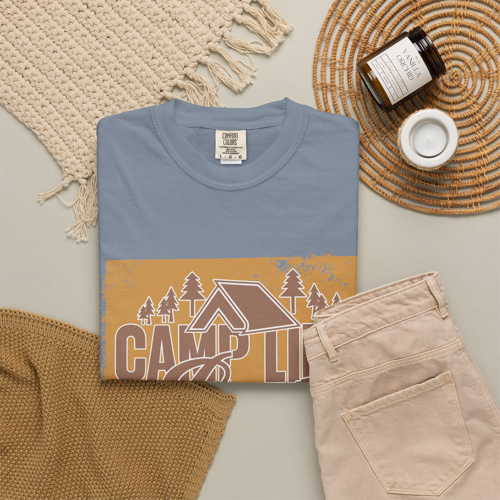 Textured Camp Life Is Best T-Shirt — Vintage Camping Graphic Tee