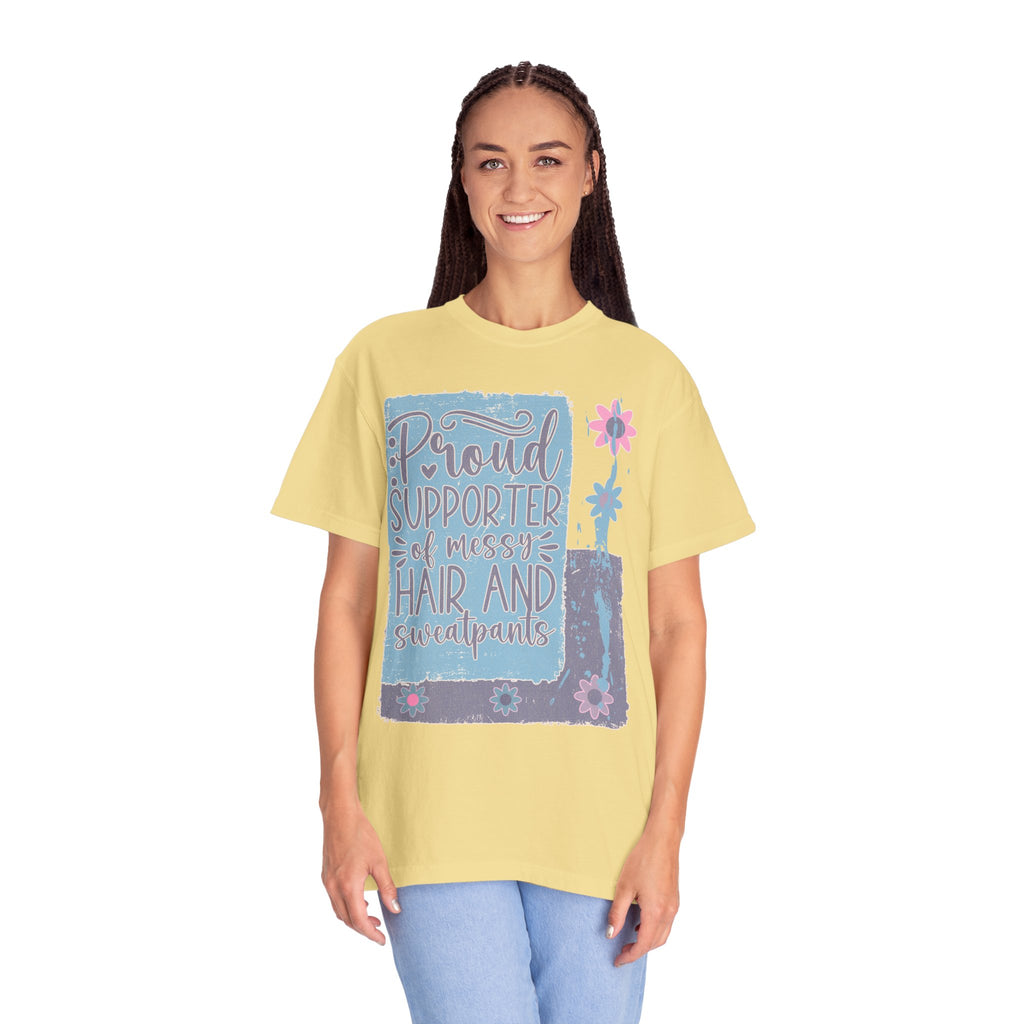 Supporter of Messy Hair & Sweatpants Textured T-Shirt