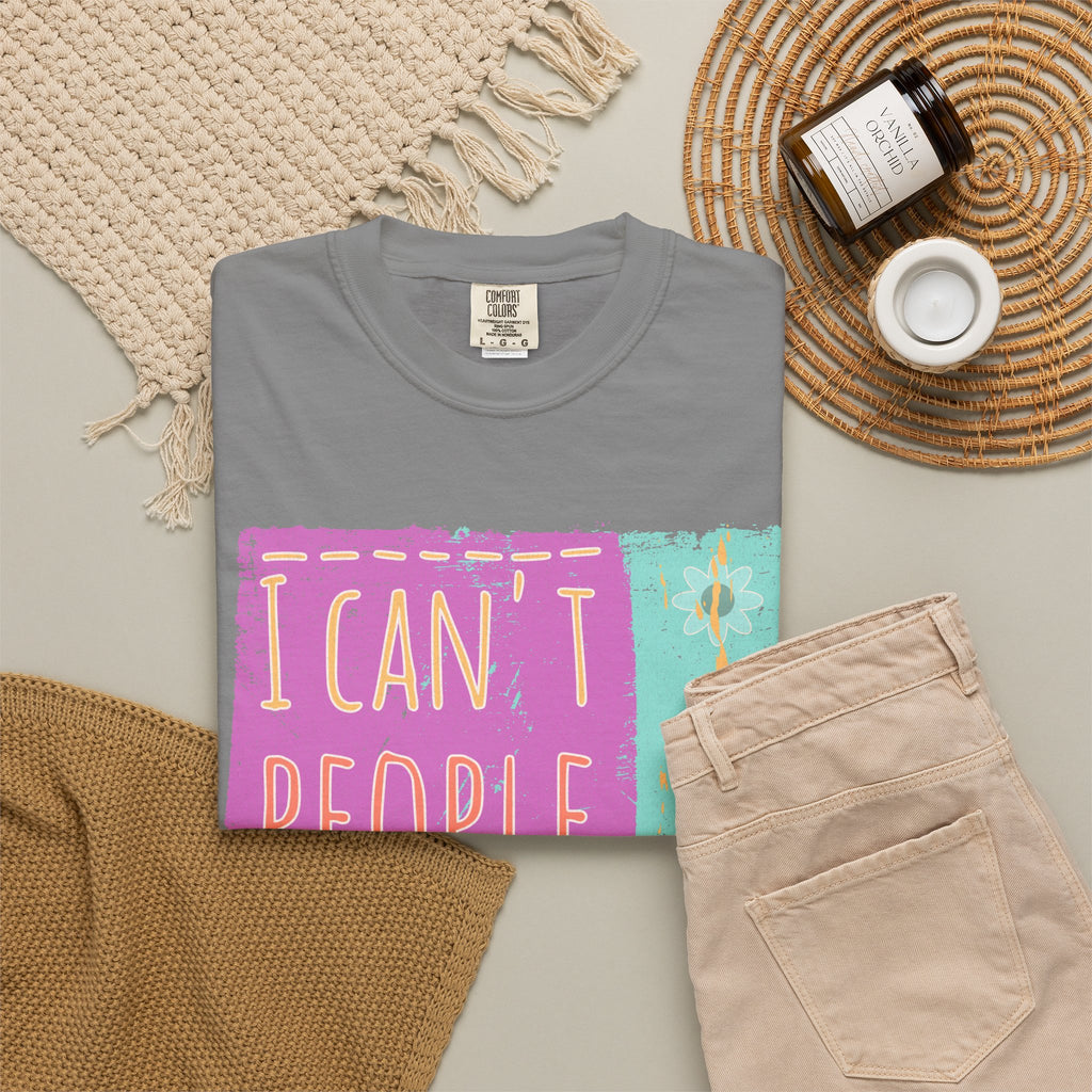 Textured I Can't People Today T-Shirt — Funny Introvert Graphic Tee