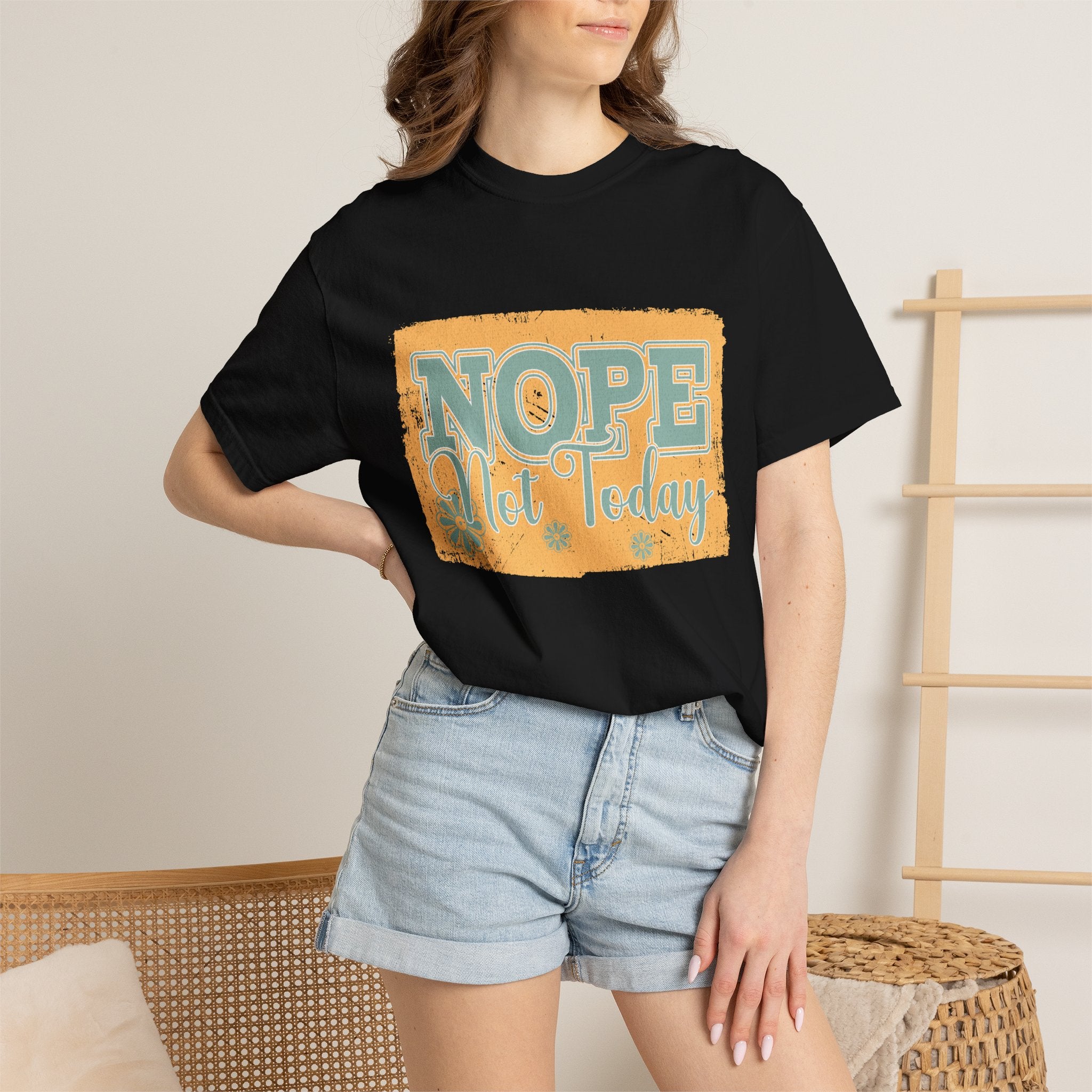 NOPE Not Today T-shirt | Textured Retro Beach Script Graphic