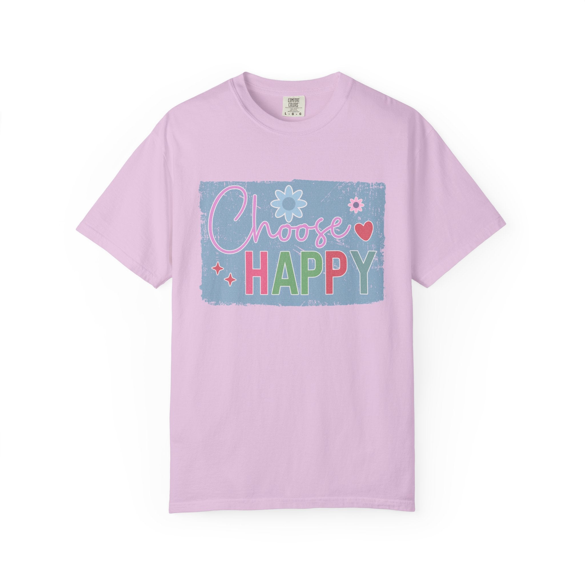 Choose HappyTextured T-Shirt — Positive Floral Graphic Tee