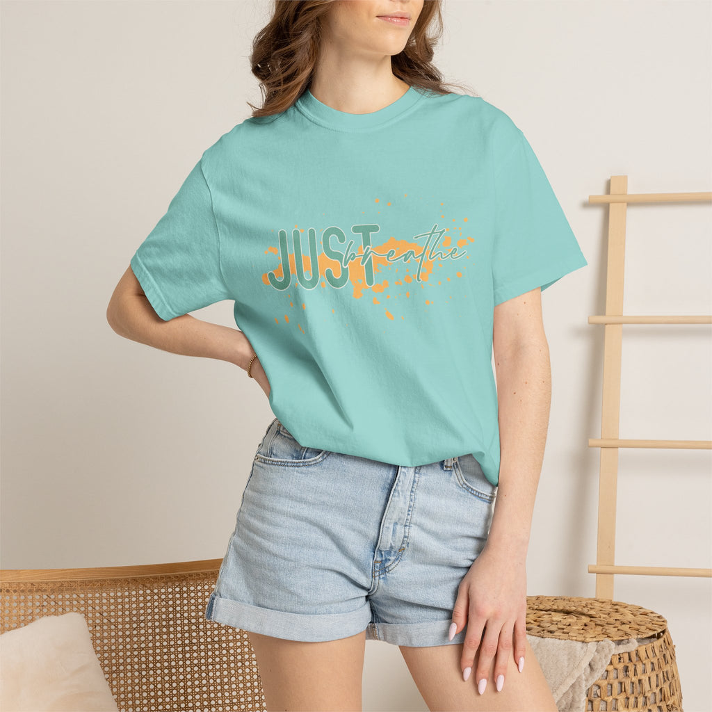 Just Breathe Textured T-Shirt — Relaxed Inspirational Graphic Tee