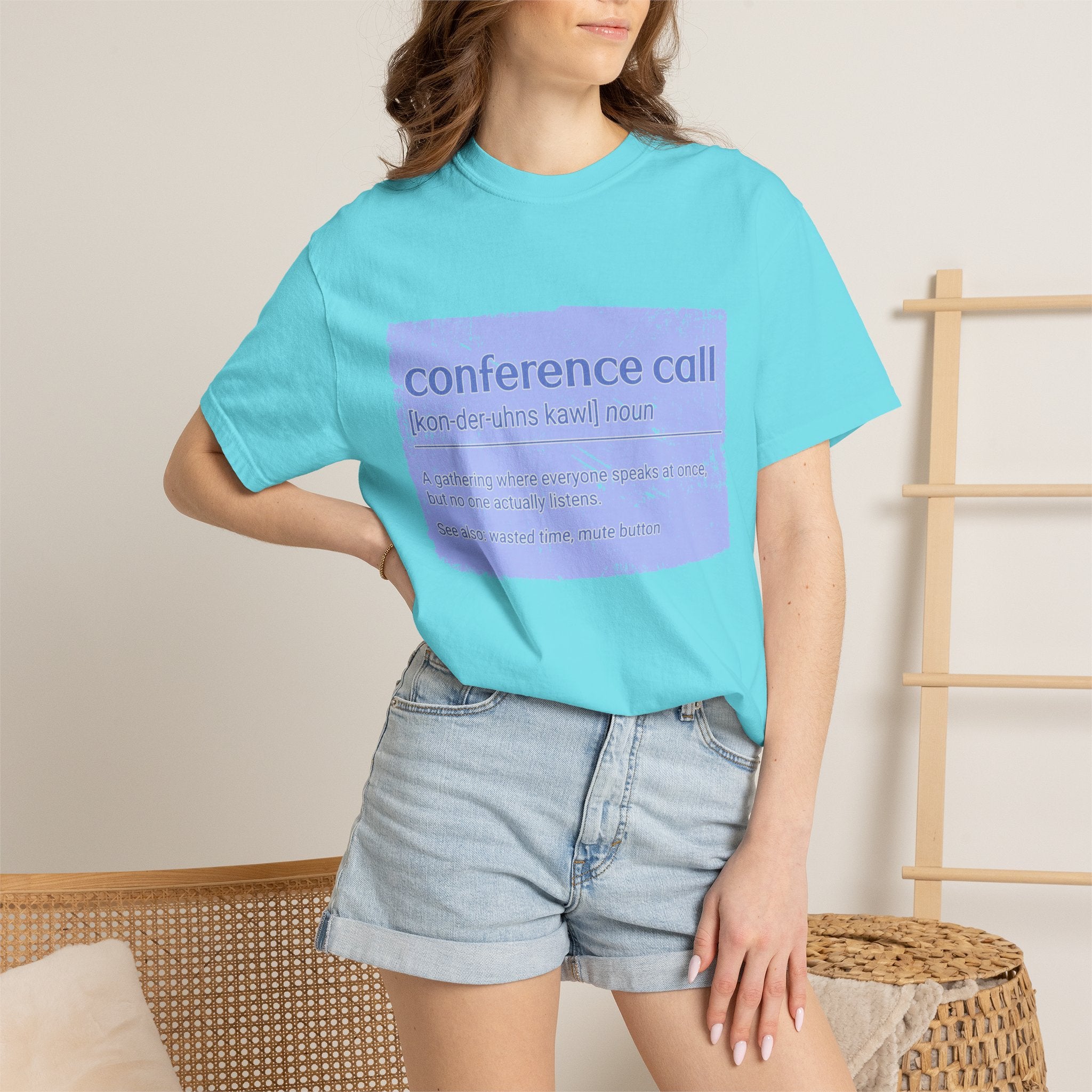 Conference Call Textured T-Shirt – Funny Work-From-Home Graphic Tee