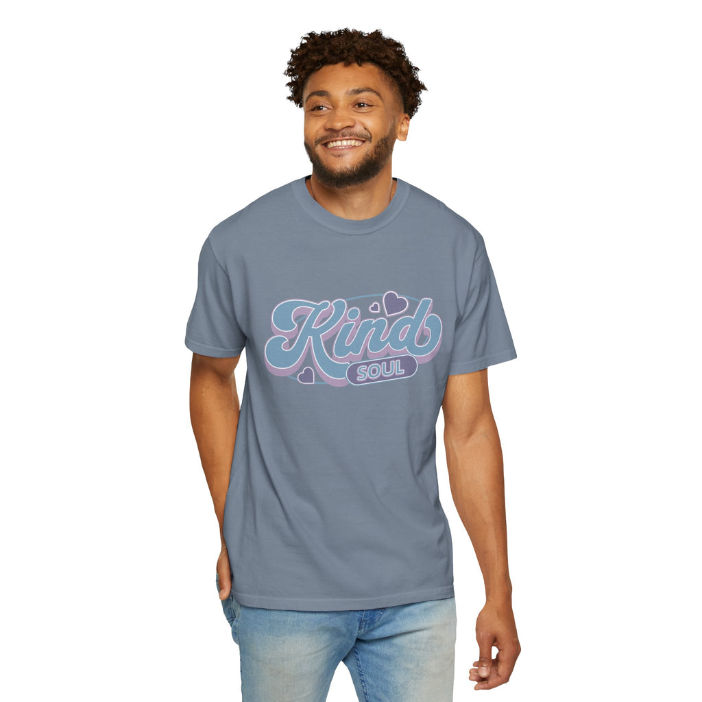 Kind Soul Textured T-Shirt — Retro Script Graphic Tee