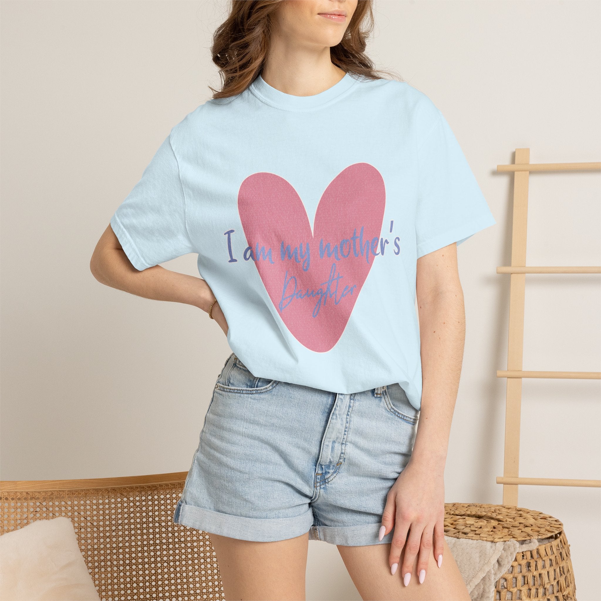 I Am My Mother's Daughter Textured T-Shirt — Pink Heart Mother's Day Tee