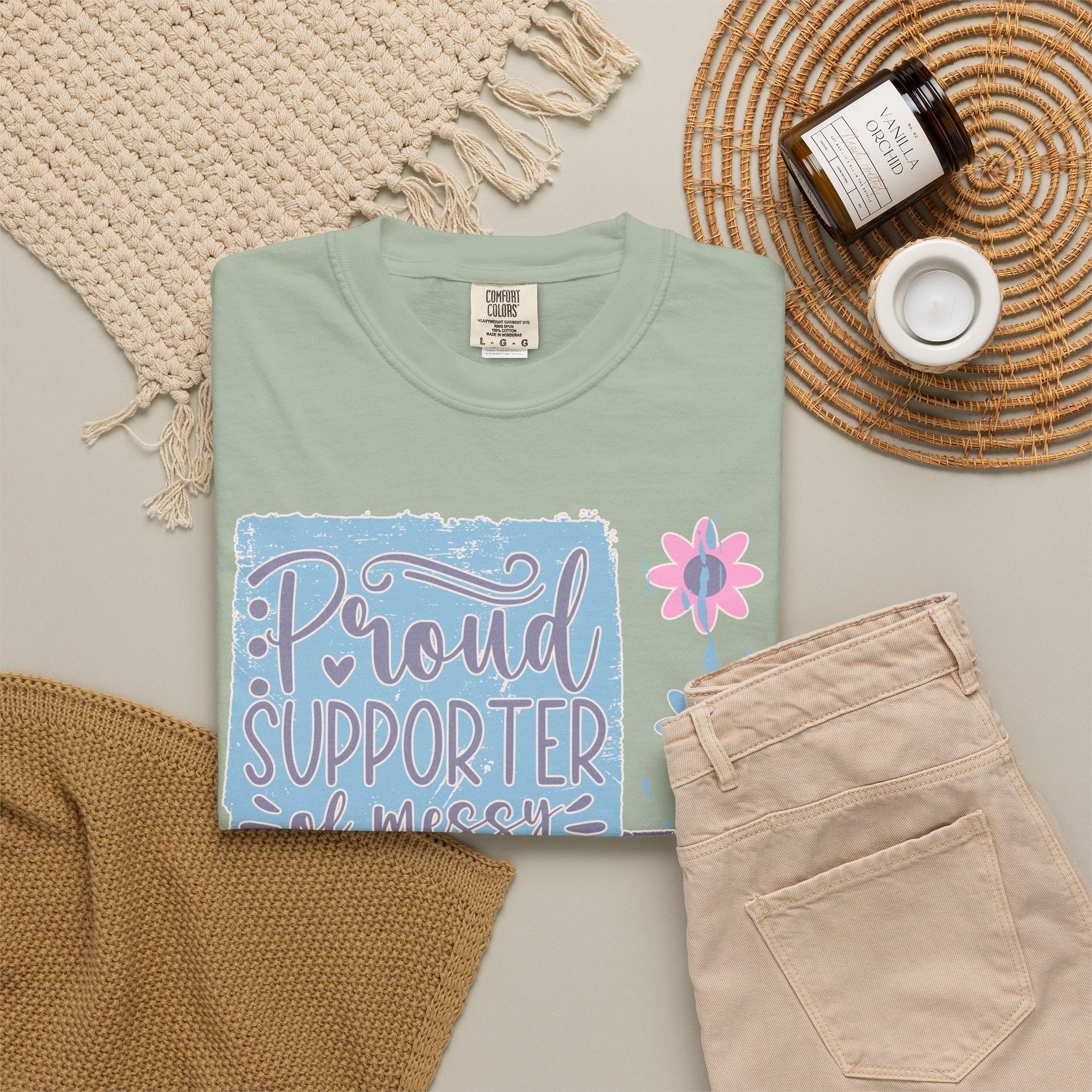 Supporter of Messy Hair & Sweatpants Textured T-Shirt