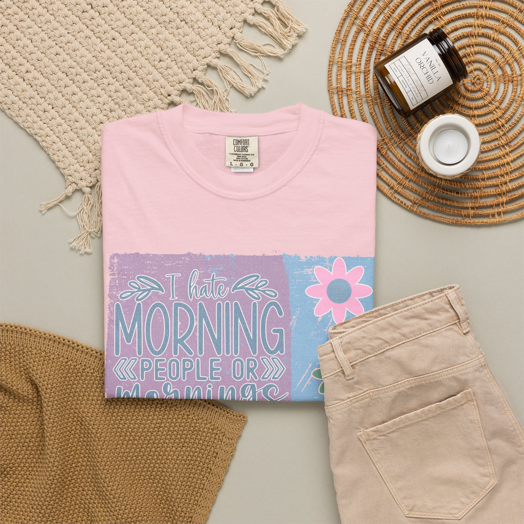 Textured Morning People or Not T-Shirt — Funny Floral Morning Person Graphic Tee