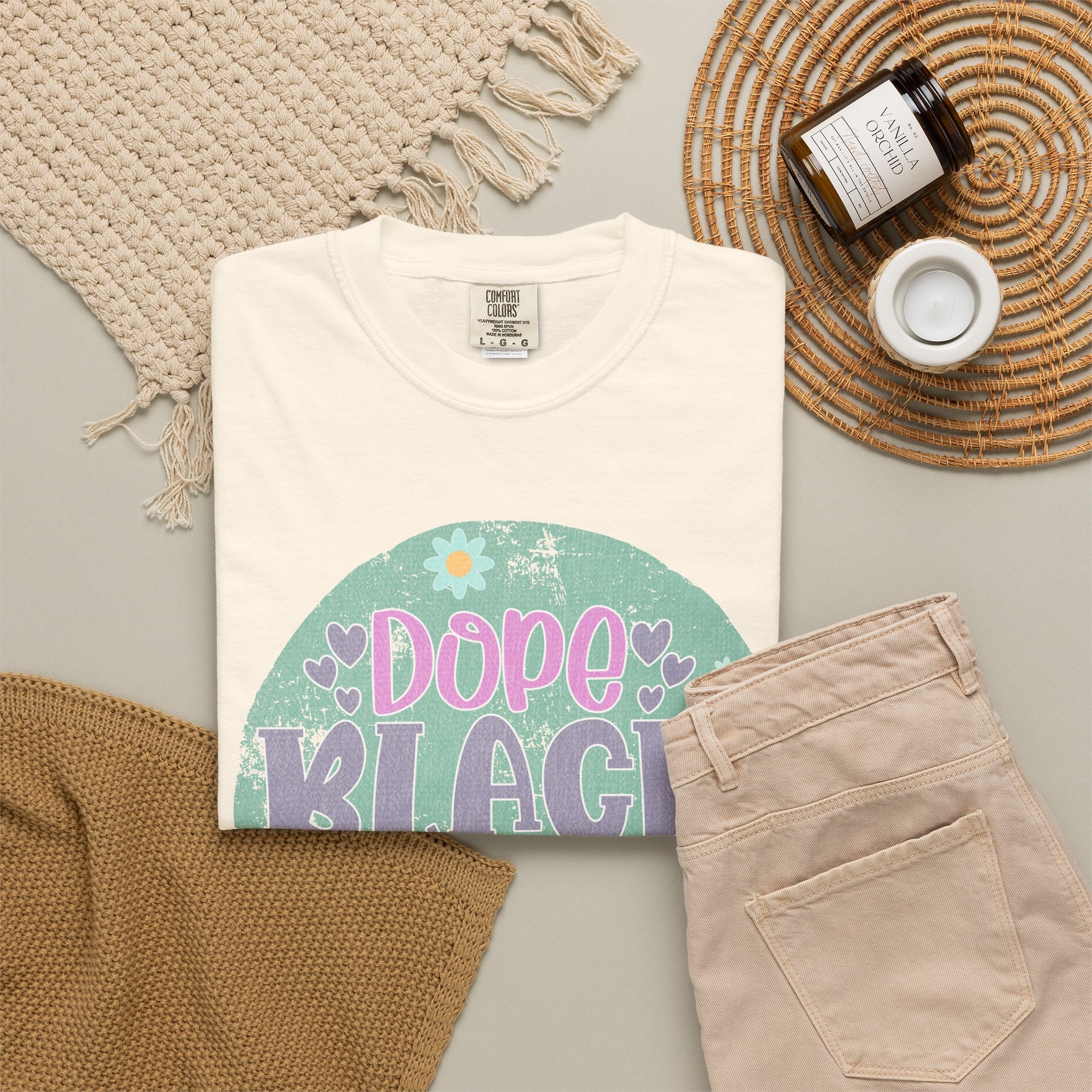 Textured T-Shirt — Dope Black Mom Floral Graphic Tee