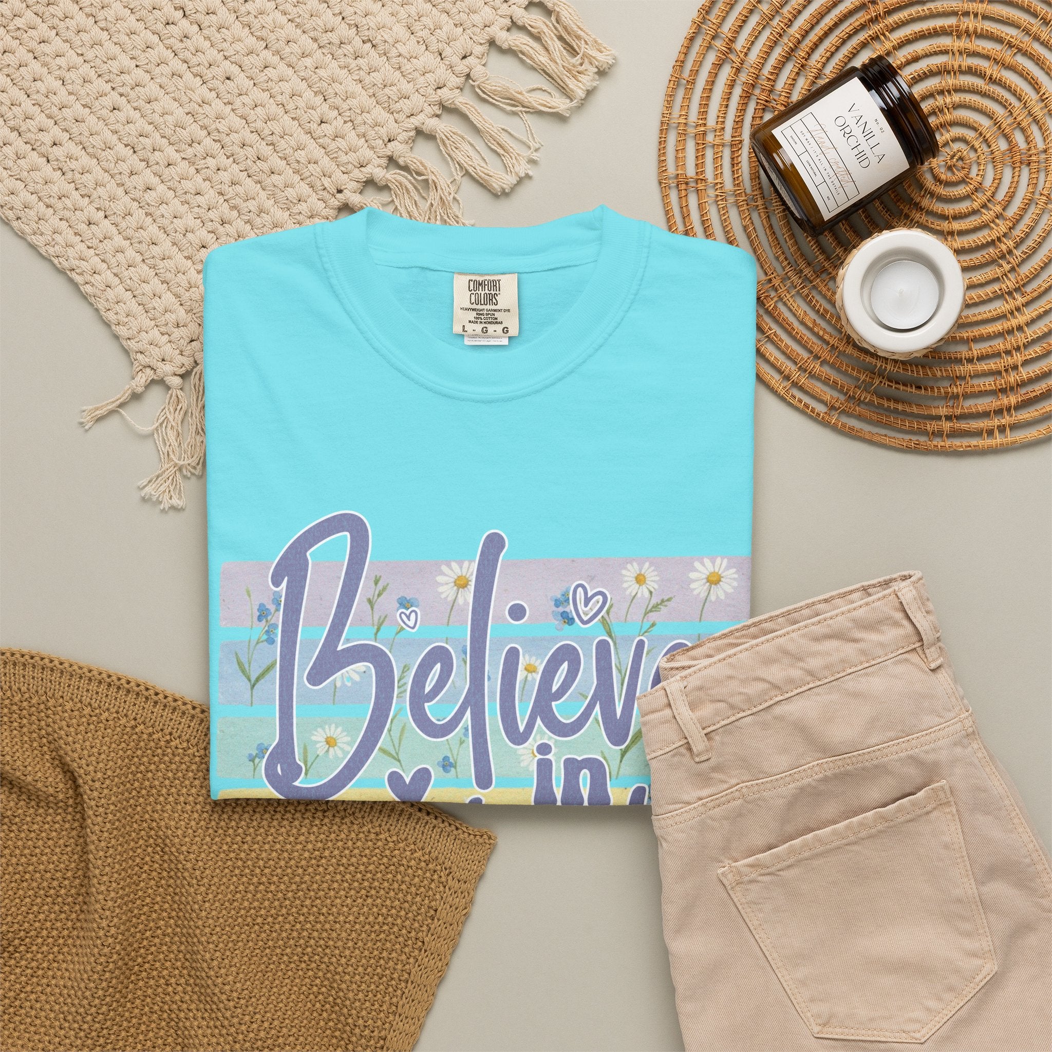 Textured Believe In Yourself T-Shirt — Inspirational Pastel Graphic Tee