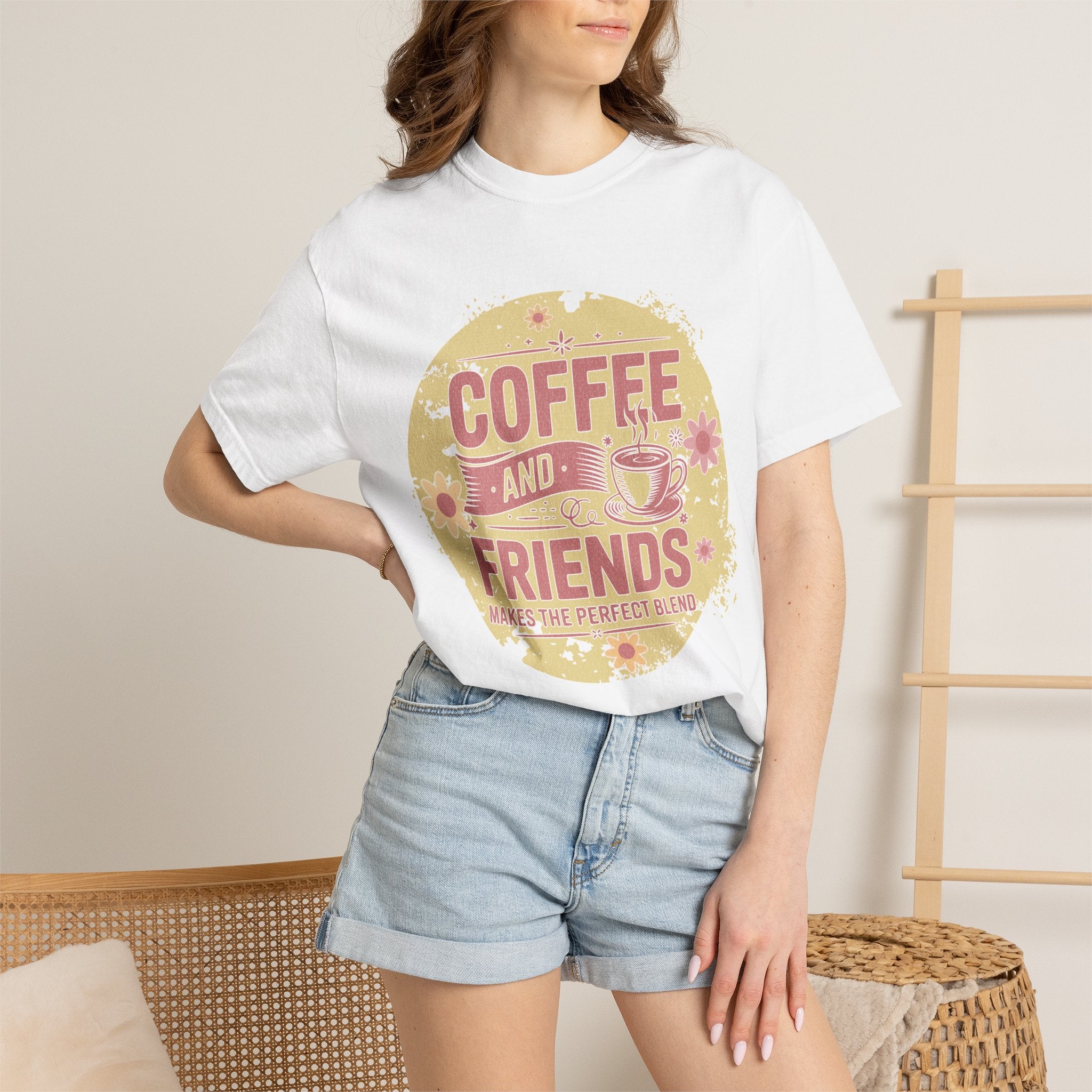Coffee and Friends Textured T-Shirt — 'Makes the Perfect Blend' Casual Tee