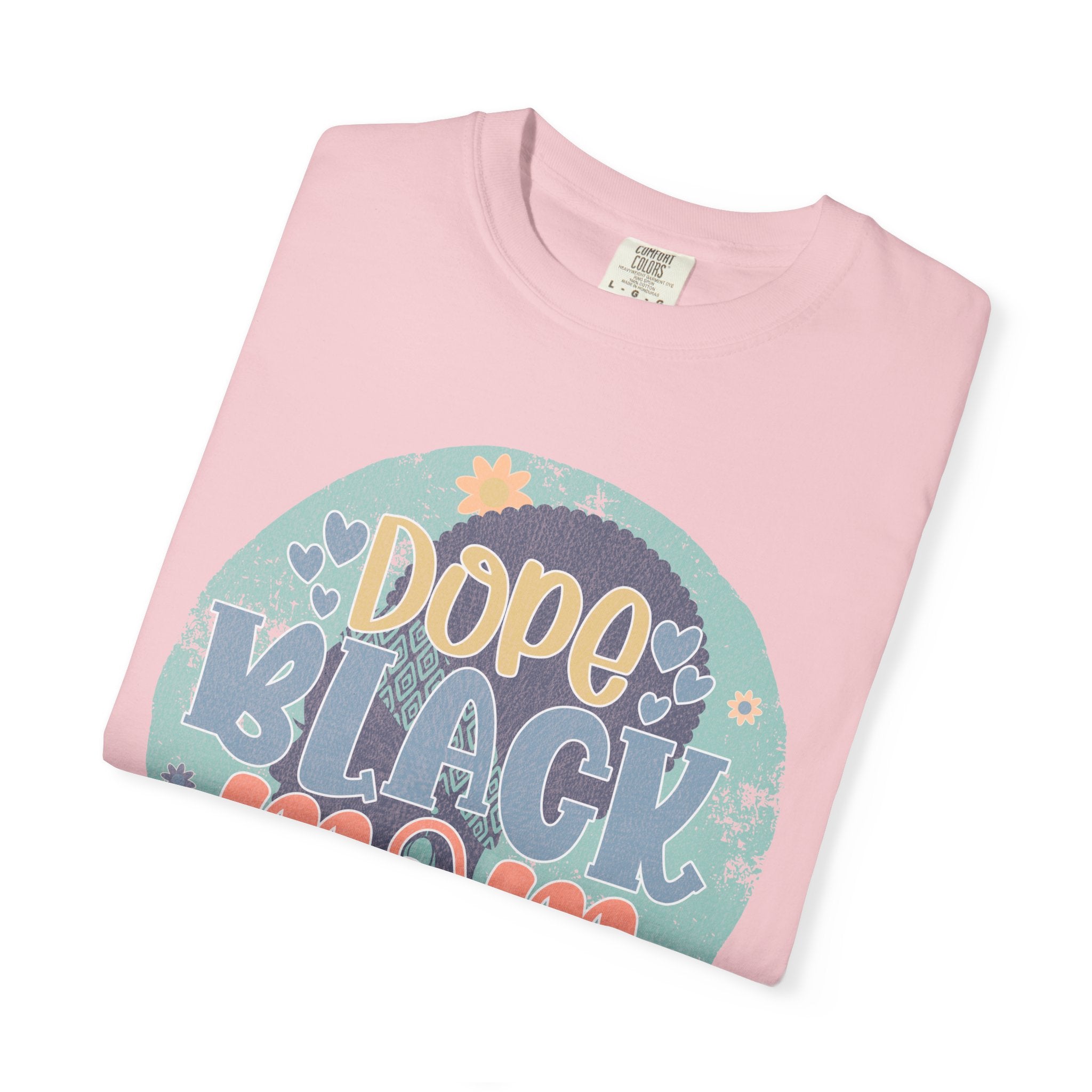 Dope Black Mom Textured T-Shirt — Retro Floral Graphic Tee for Proud Moms