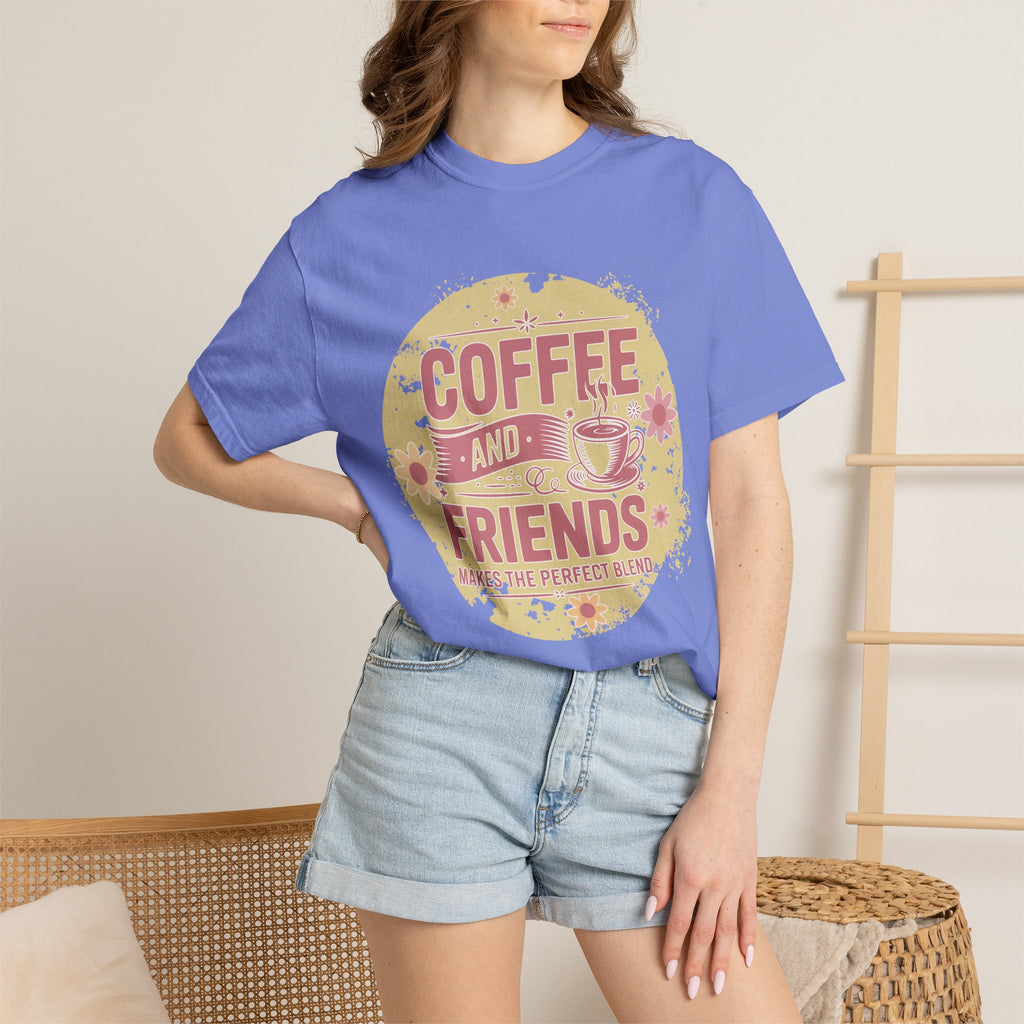 Coffee and Friends Textured T-Shirt — 'Makes the Perfect Blend' Casual Tee