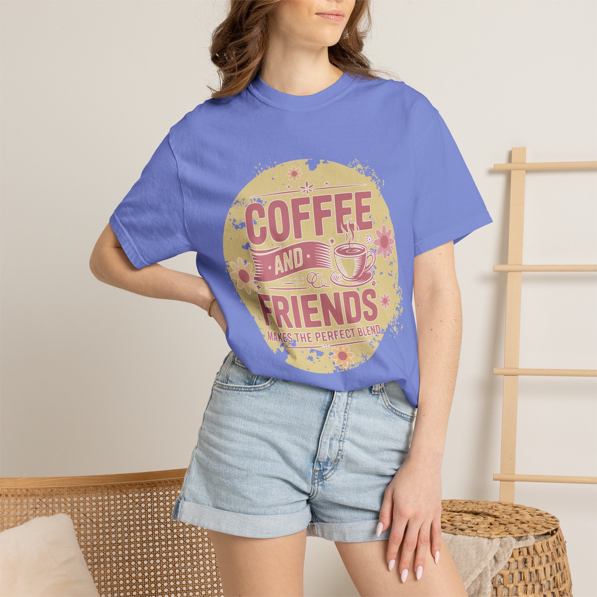 Coffee and Friends Textured T-Shirt — 'Makes the Perfect Blend' Casual Tee