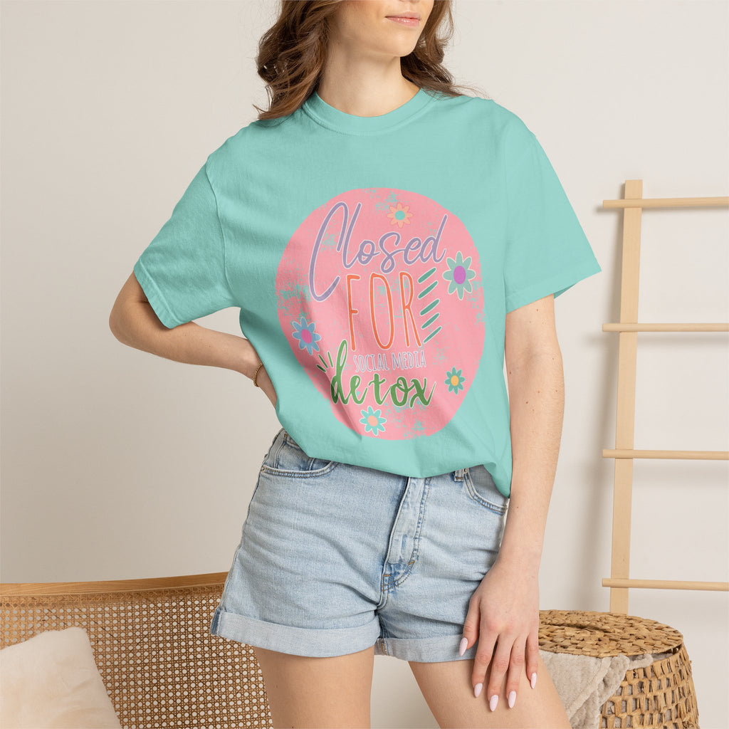 Closed For Detox Textured T‑Shirt — Cute Floral Wellness Tee