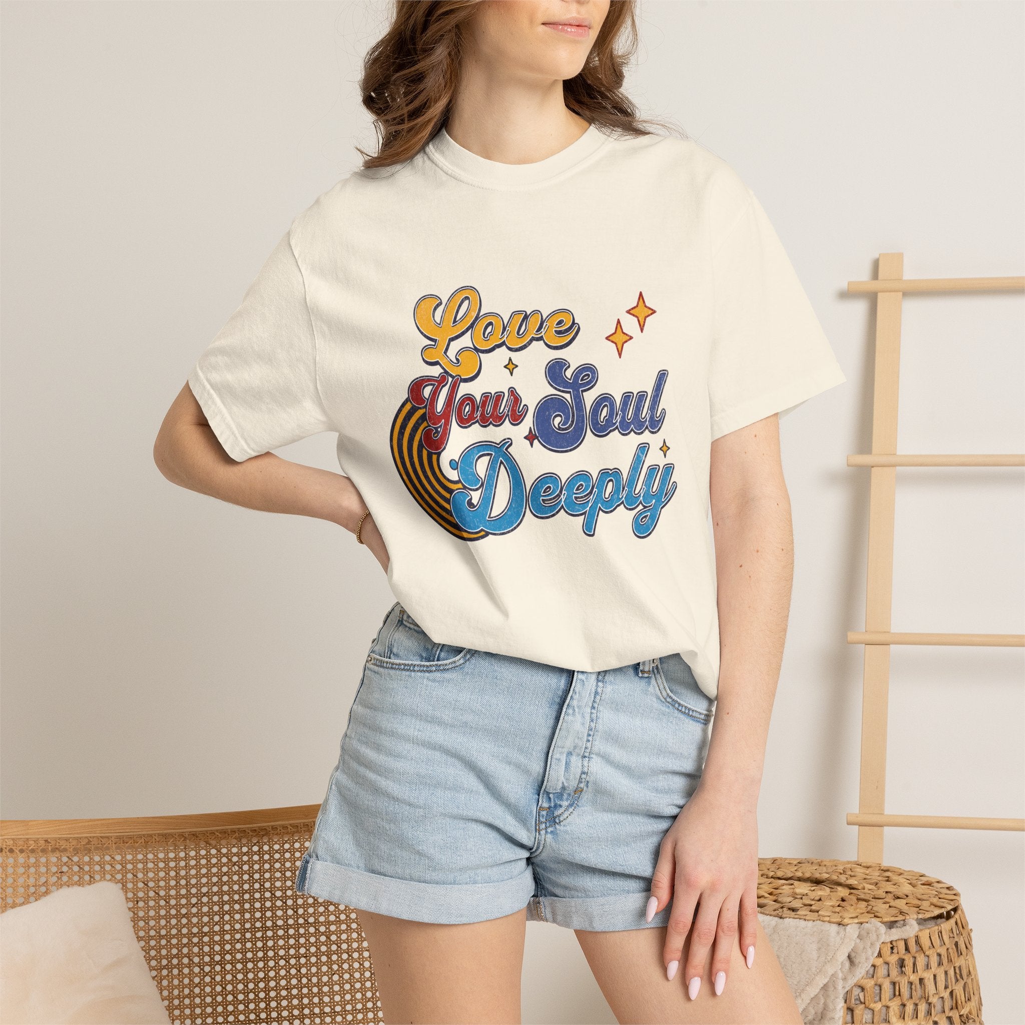Textured Love Your Soul Deeply T-Shirt — Retro Positive Message Tee