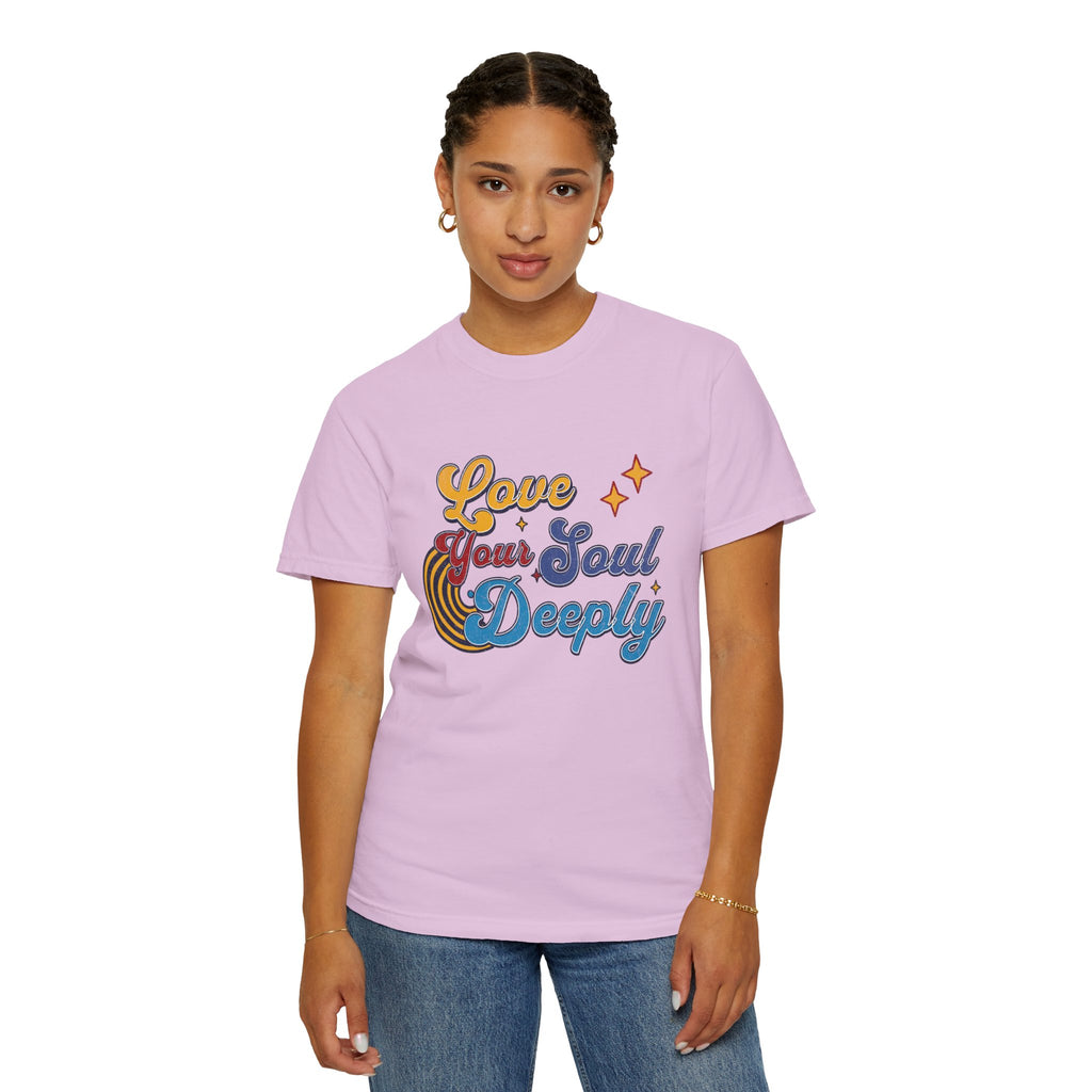 Textured Love Your Soul Deeply T-Shirt — Retro Positive Message Tee