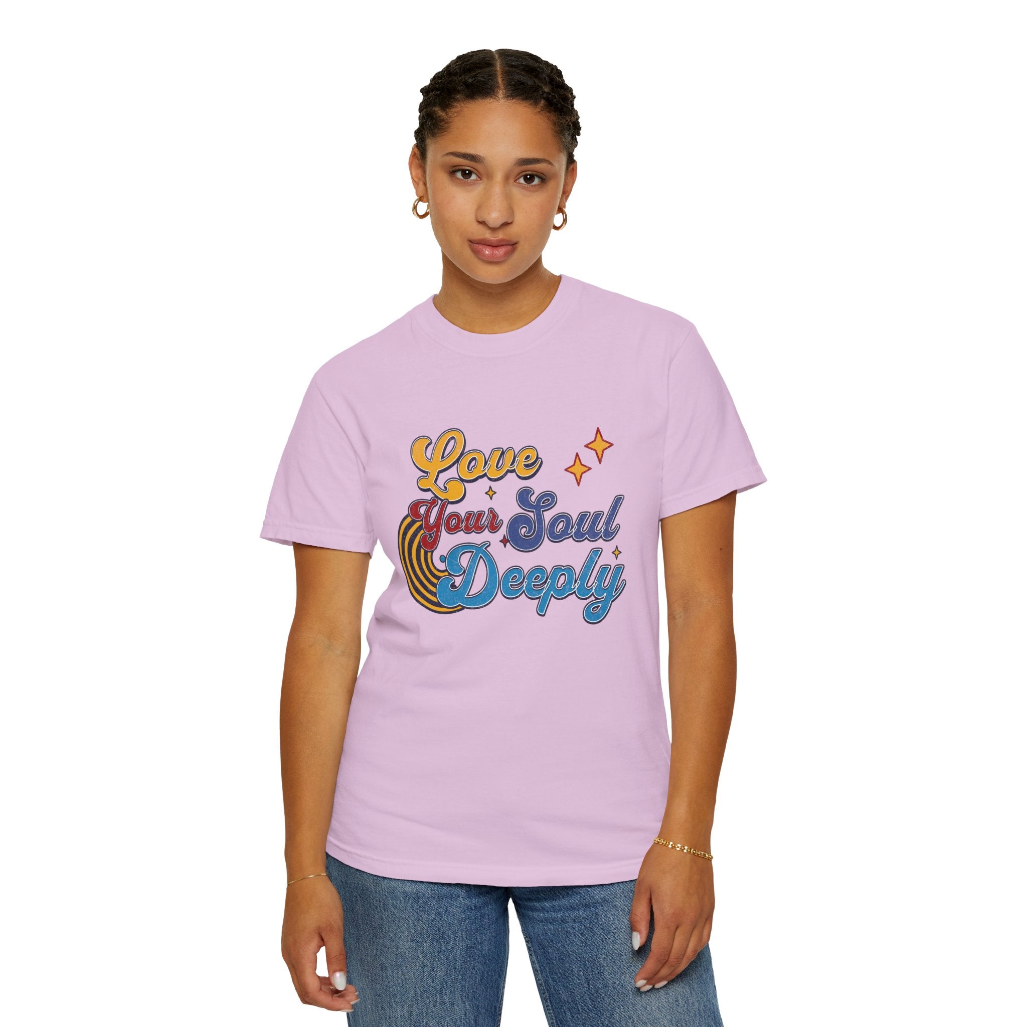Textured Love Your Soul Deeply T-Shirt — Retro Positive Message Tee