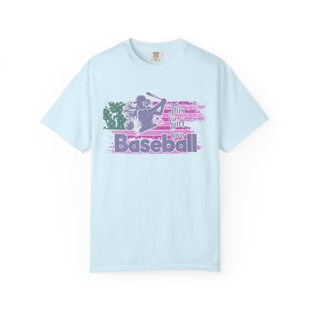 Girls Love Baseball Textured T-Shirt — Feminine Retro Baseball Tee