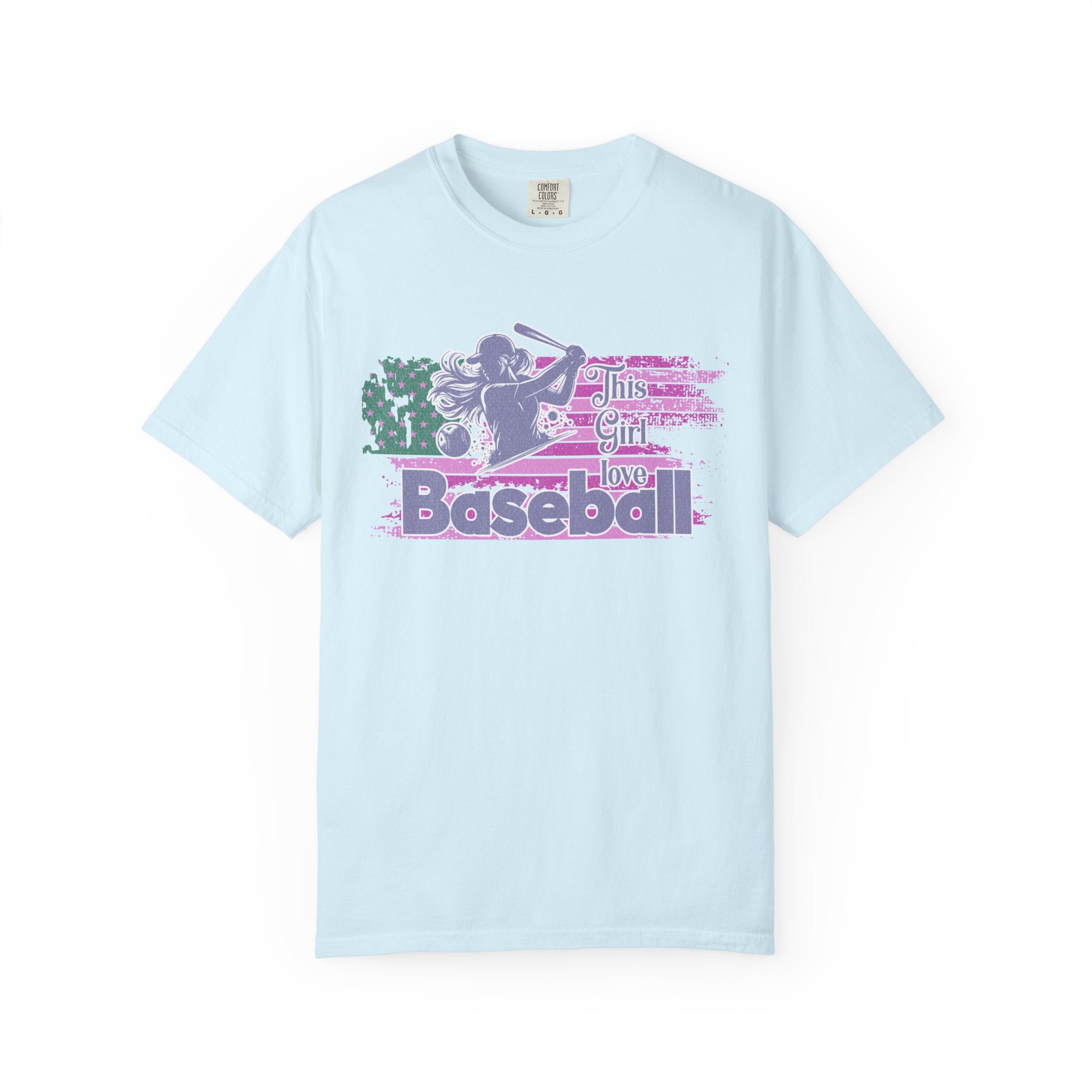 Girls Love Baseball Textured T-Shirt — Feminine Retro Baseball Tee