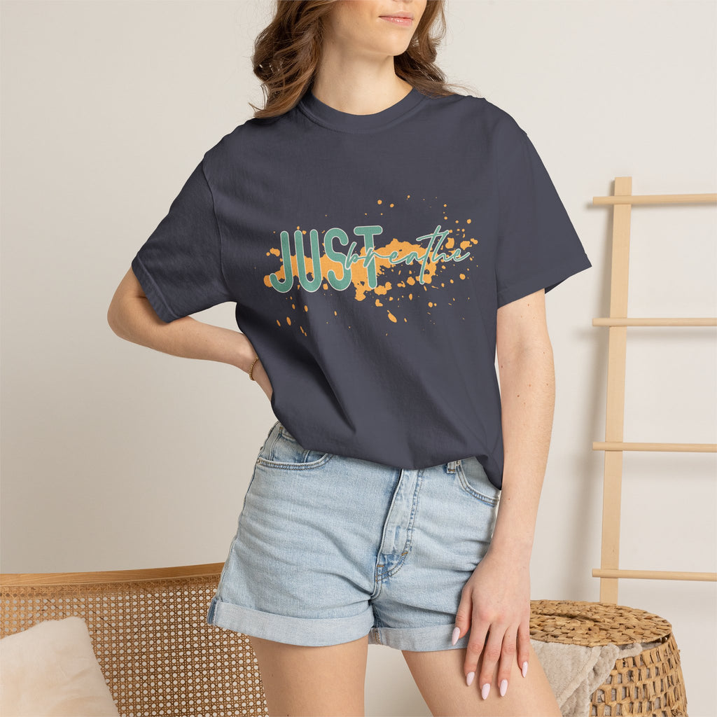 Just Breathe Textured T-Shirt — Relaxed Inspirational Graphic Tee