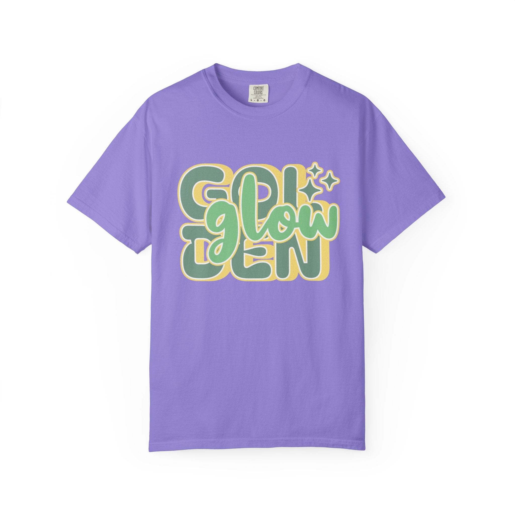 Golden Glow Textured T-Shirt — Retro 'Glow' Graphic Tee