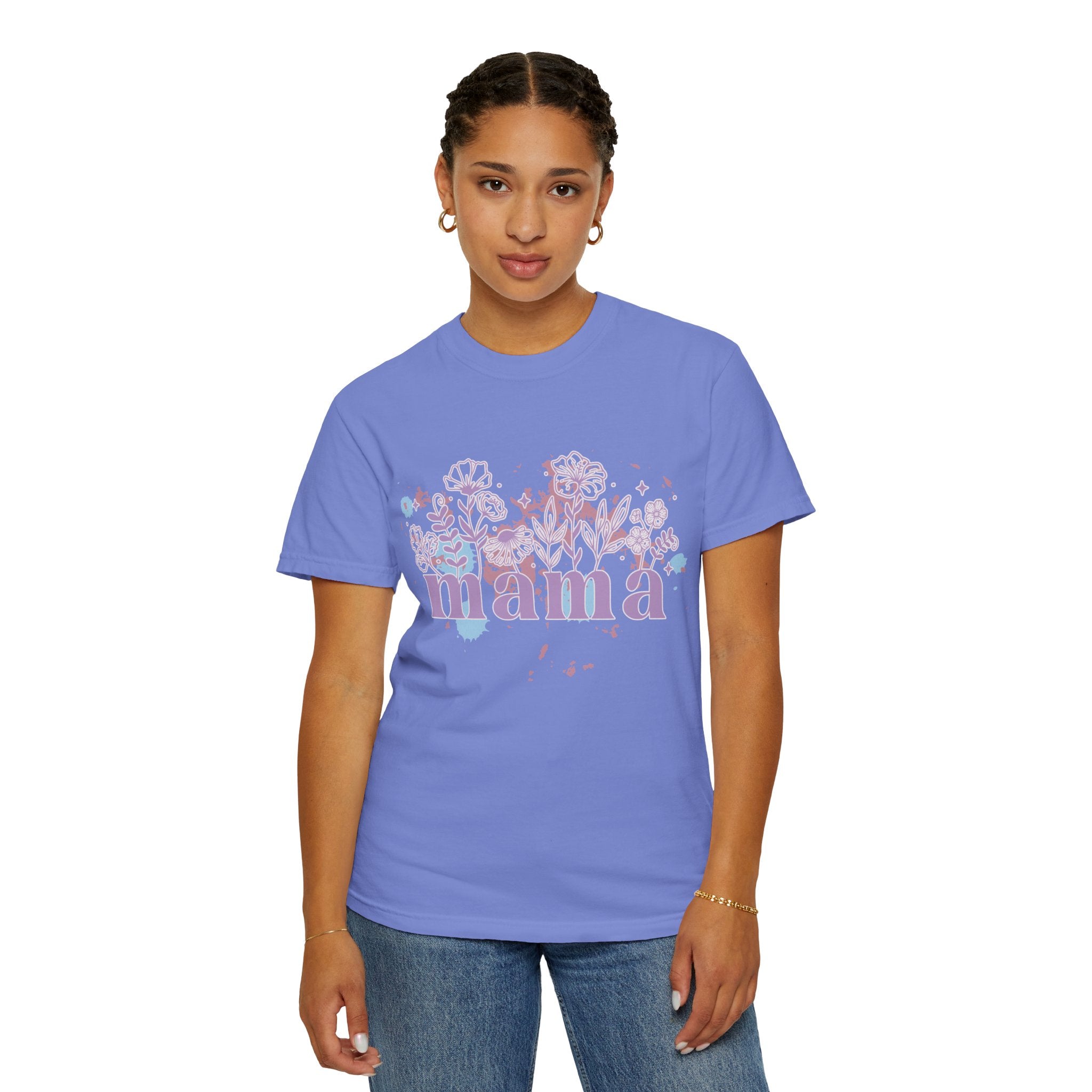 Mama Floral Splash Textured Tee — Pastel Garden Mother's Day T-Shirt