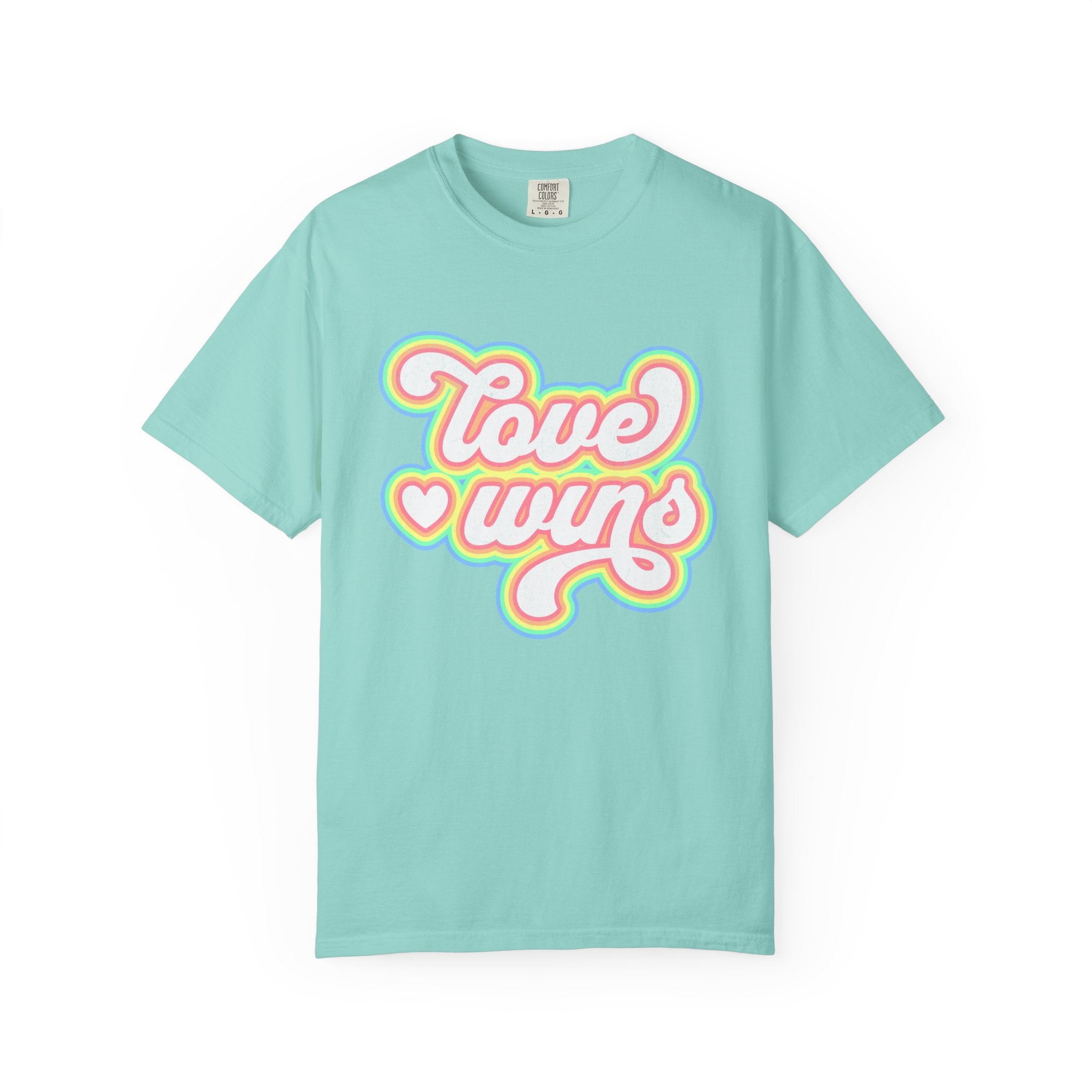 Textured Retro 'Love Wins' T-Shirt — Rainbow Script Pride Tee