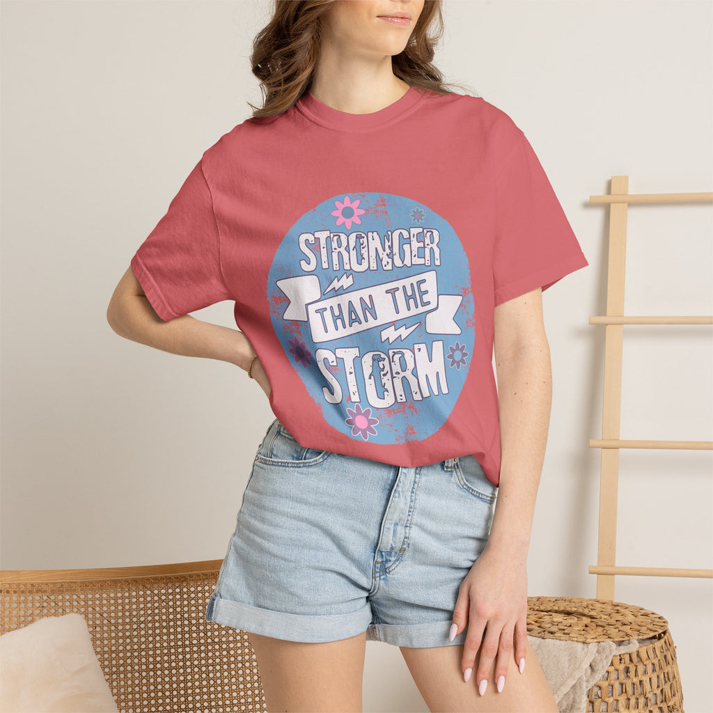 Textured  Stronger Than The Storm T-Shirt — Inspirational Resilience Graphic Tee