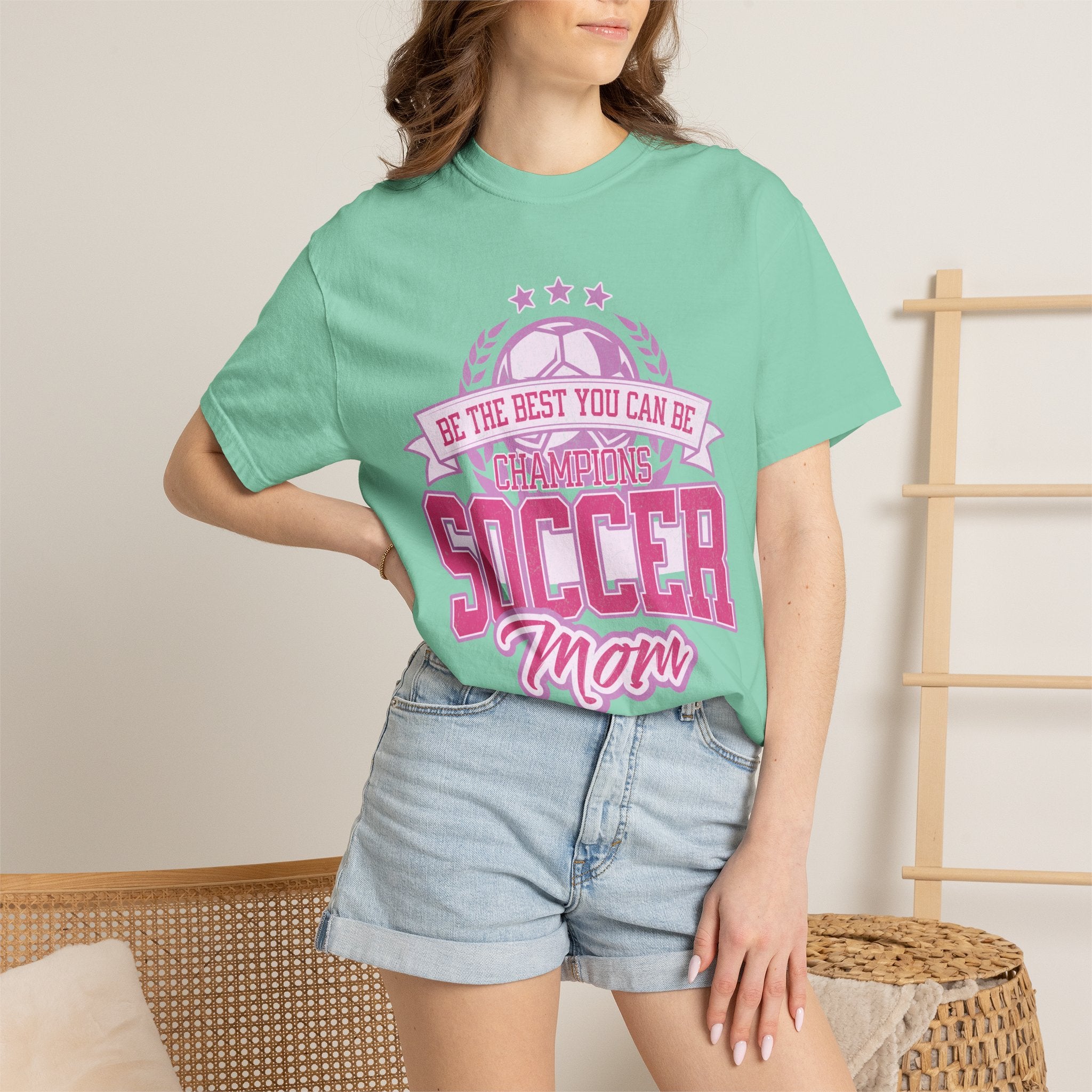Textured Soccer Mom T‑Shirt — Be The Best You Can Be Champion Soccer Mom