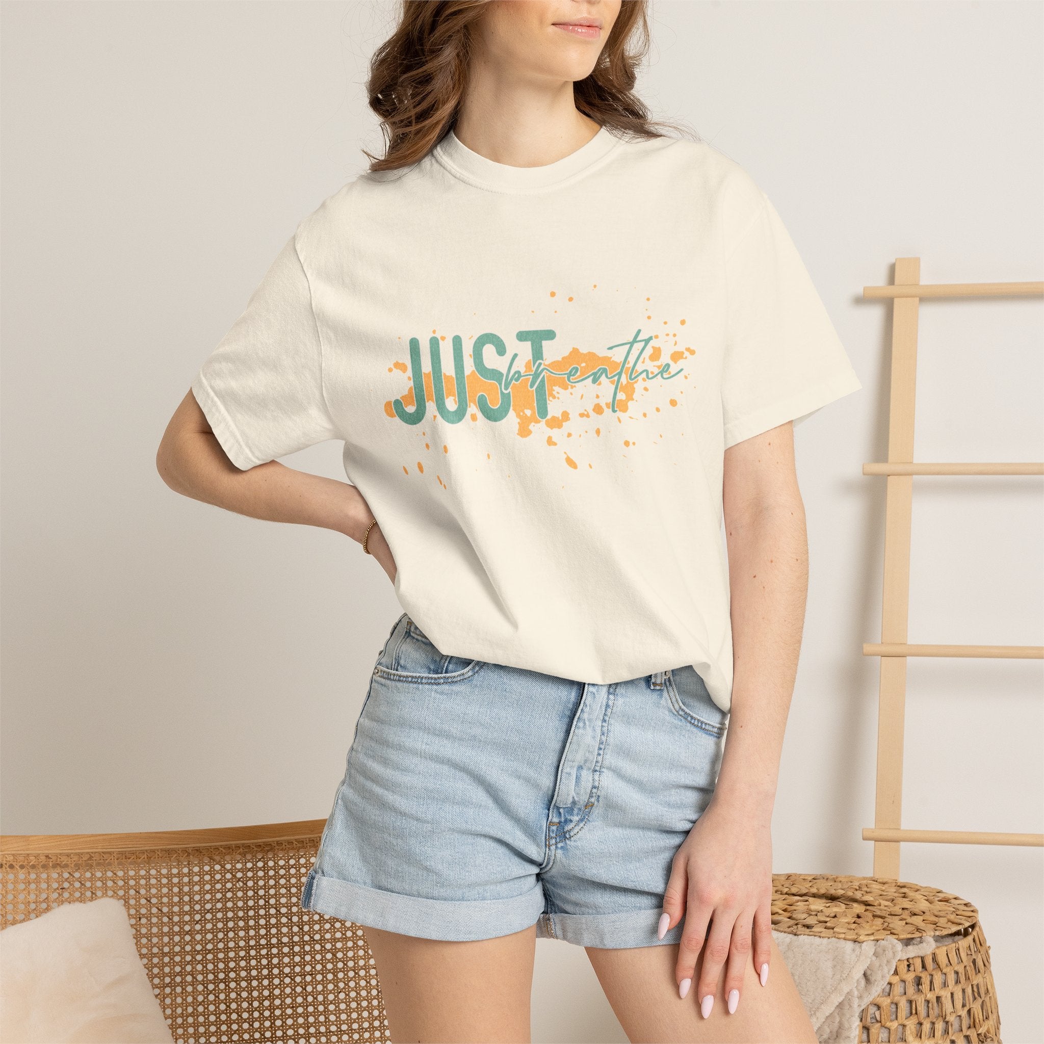 Just Breathe Textured T-Shirt — Relaxed Inspirational Graphic Tee