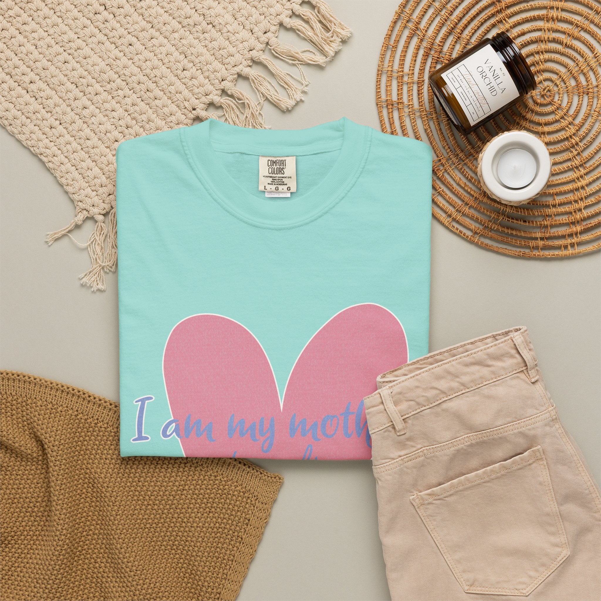 I Am My Mother's Daughter Textured T-Shirt — Pink Heart Mother's Day Tee
